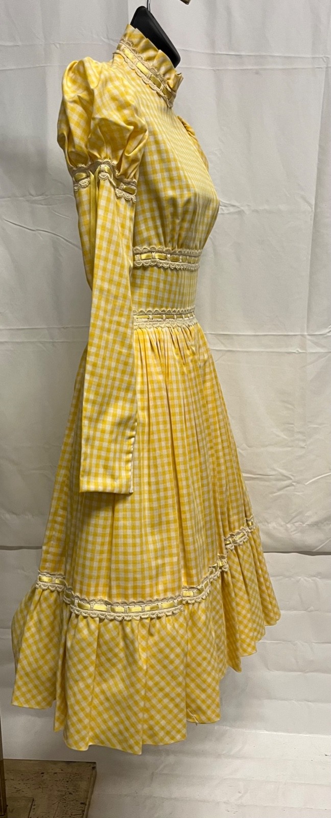 Vintage 1960s yellow Gingham Prarie Dress Size 2