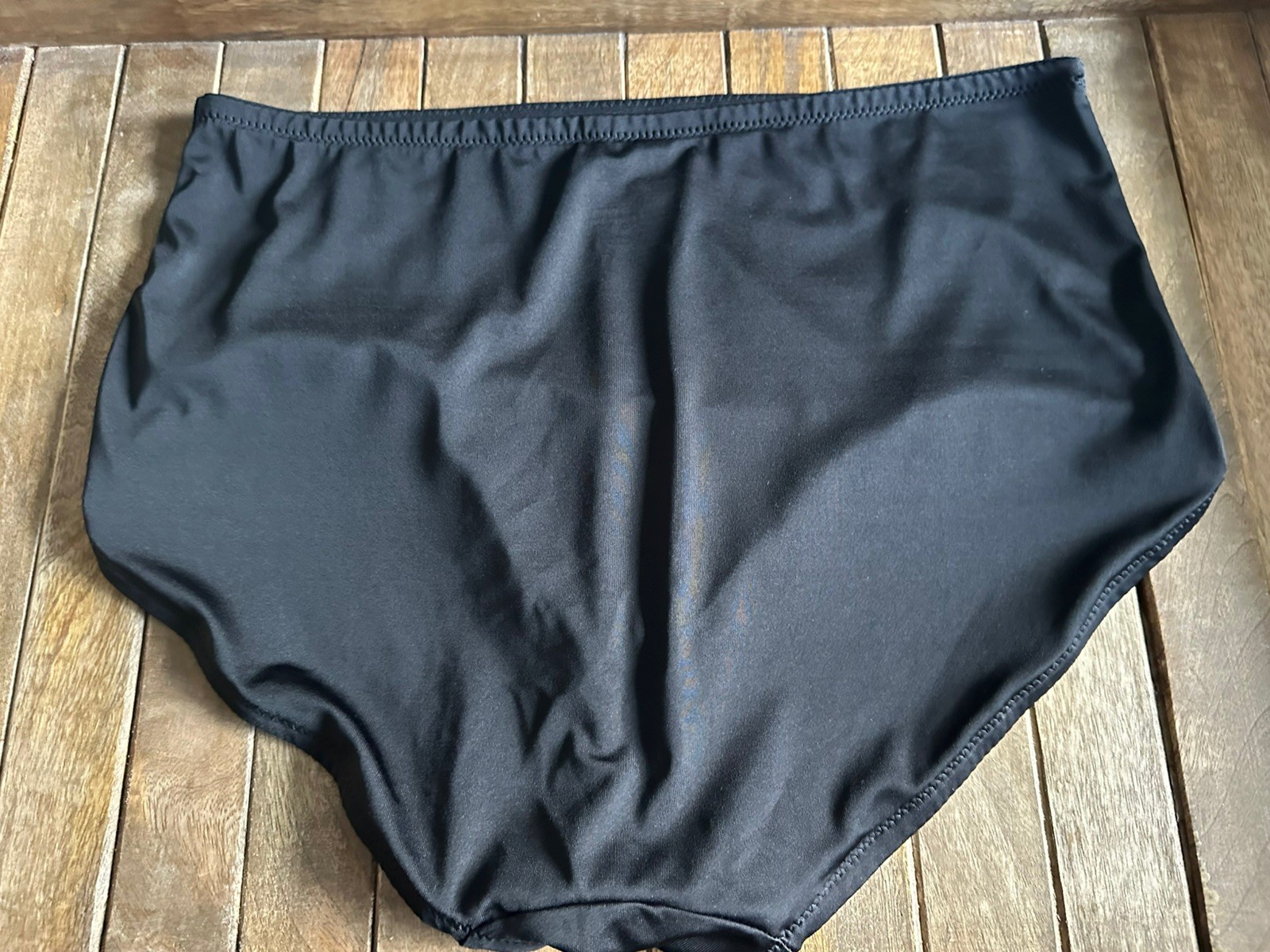 Vtg FIT 1X Black Slimmer Silky Brief Panties Panty