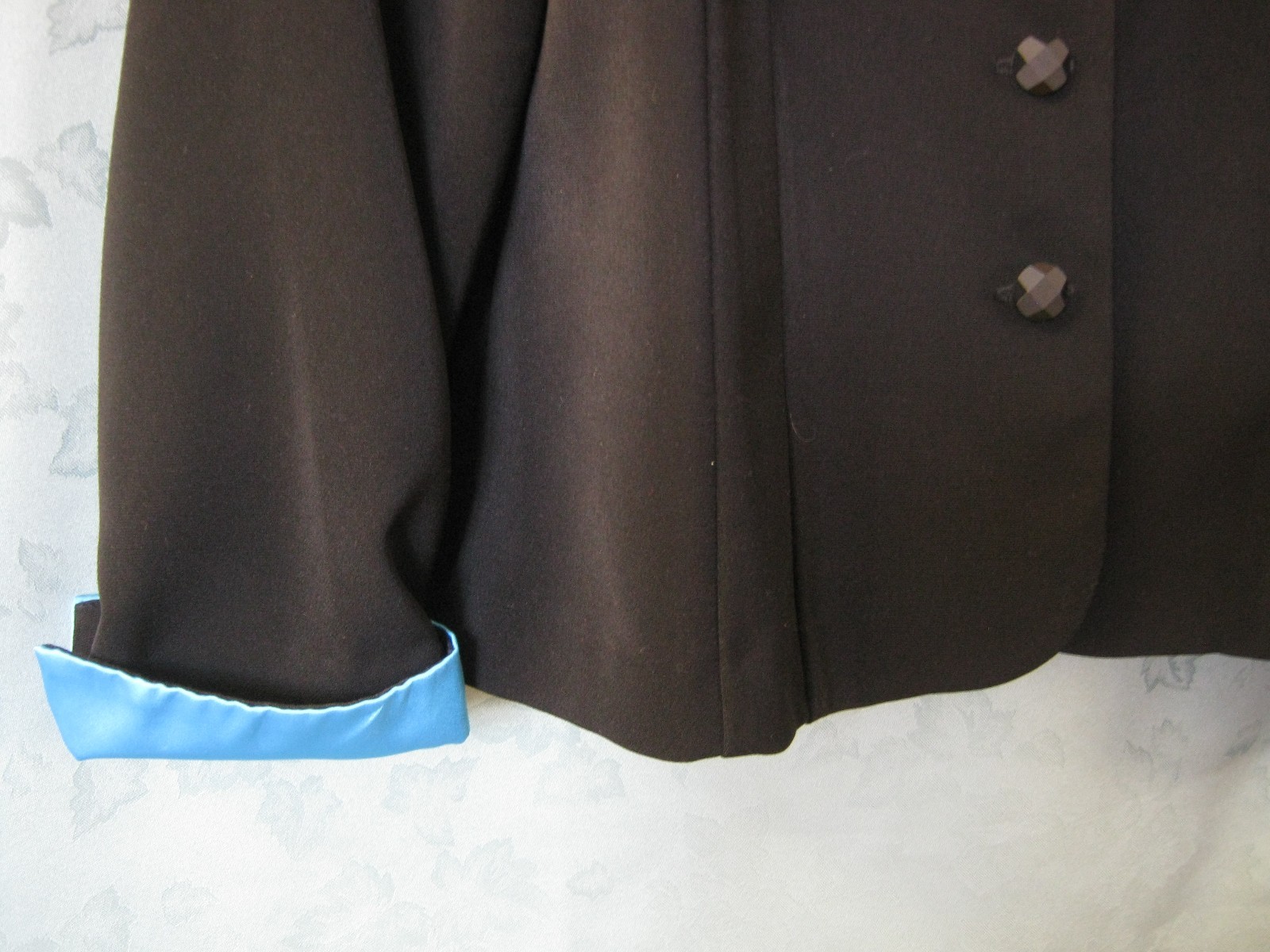 Jessica Howard Size 14P Blazer Black & Bright Blue w/ Corsage Pin NWOT