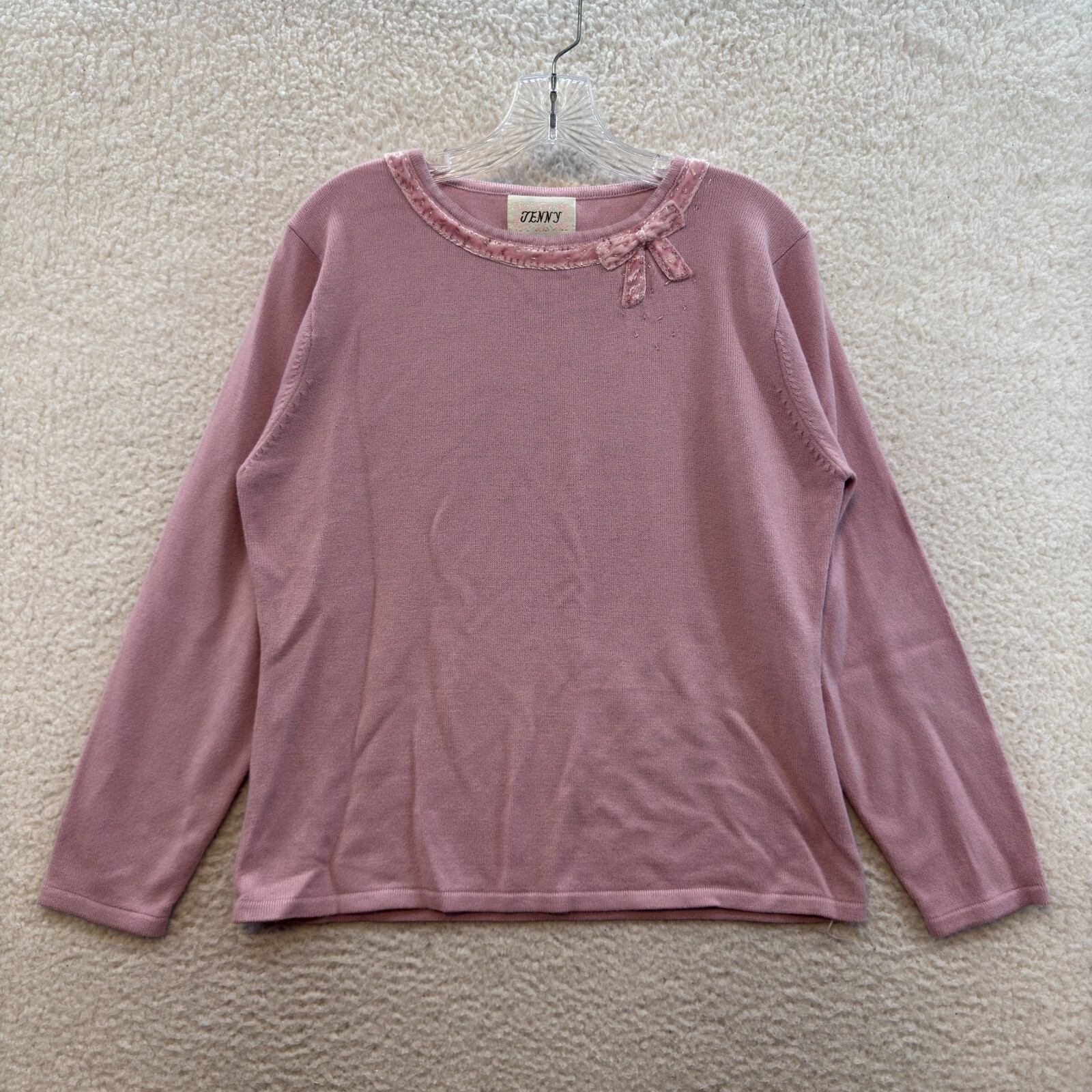 90s Vintage Sweater Top Large Pink Coquette Cottagecore Grandma Fairy Kei