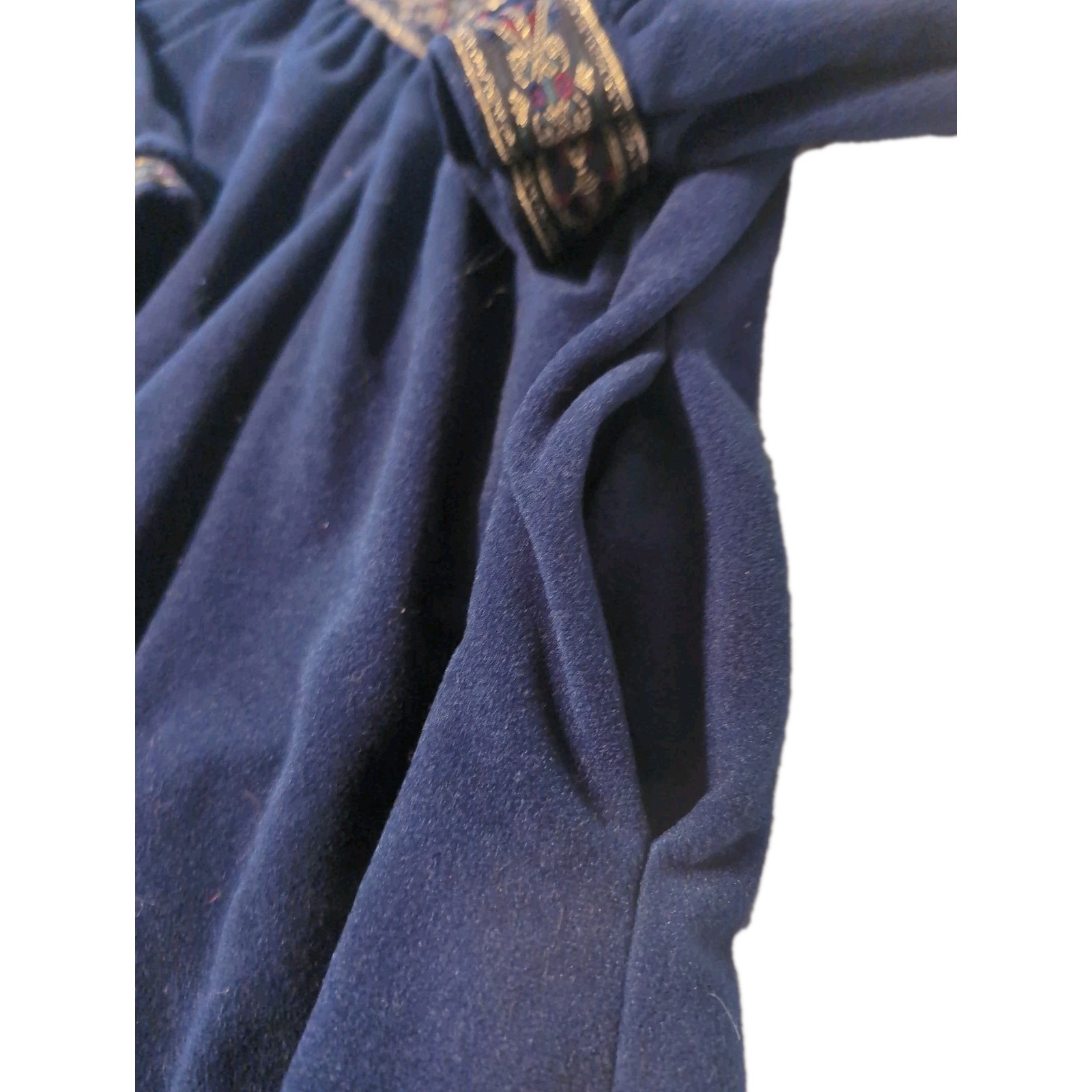 Vtg Vanity Fair Womans Teal Embroidered 1/2 Zip Long Fleece Robe Size S