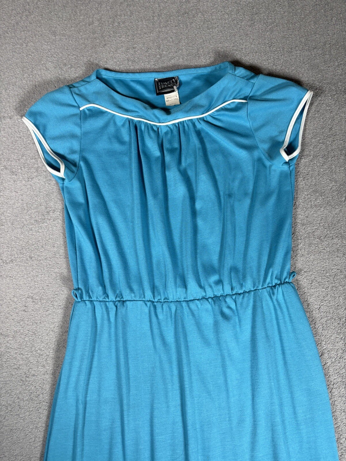 Vintage Timely Trends Dress Basic Short Sleeve Blue Mod/GoGo XS To S 60s Style