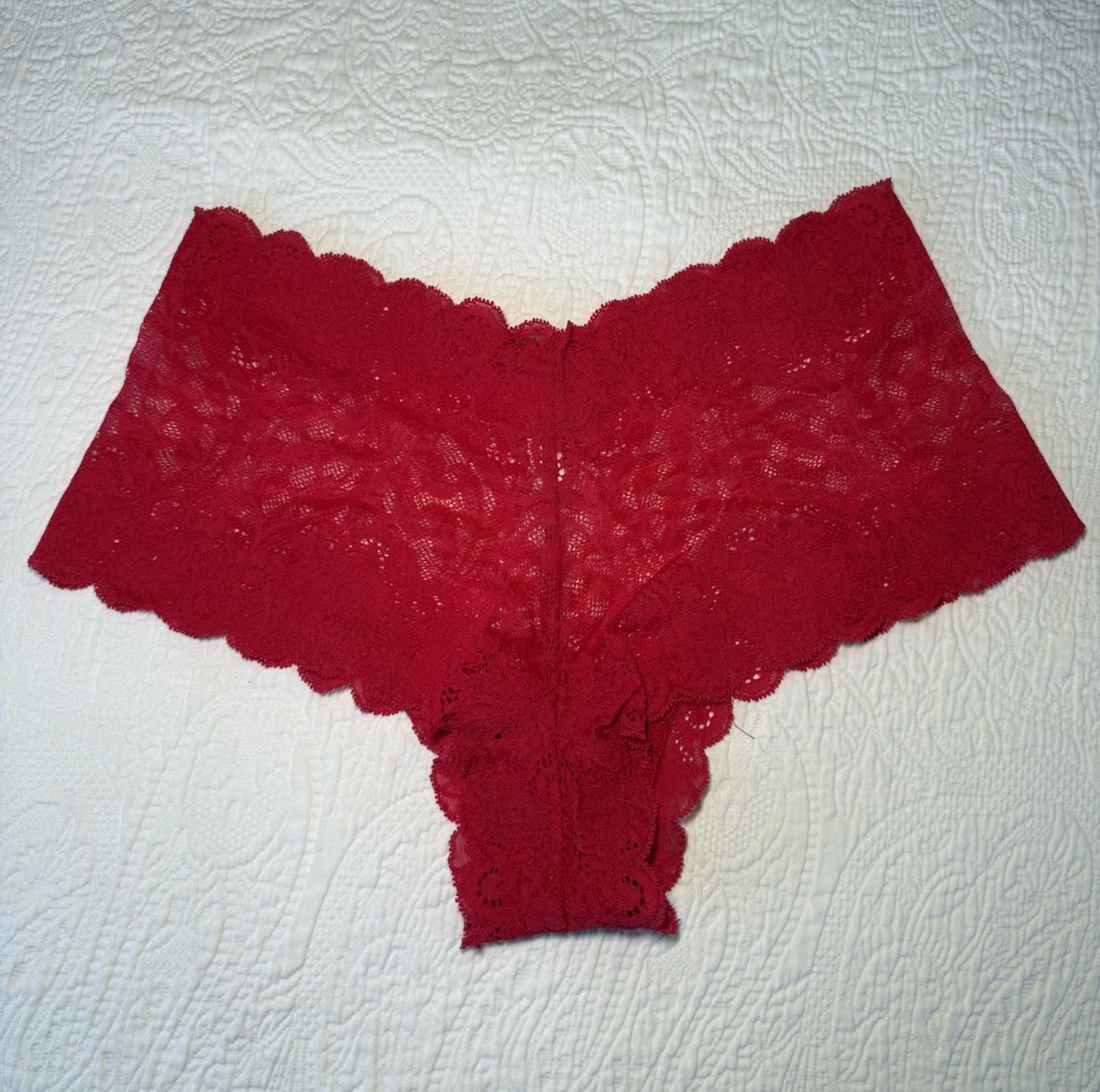 Victoria’s Secret 2002 Red Lace M Boyshort Panty RARE Vintage Oldschool