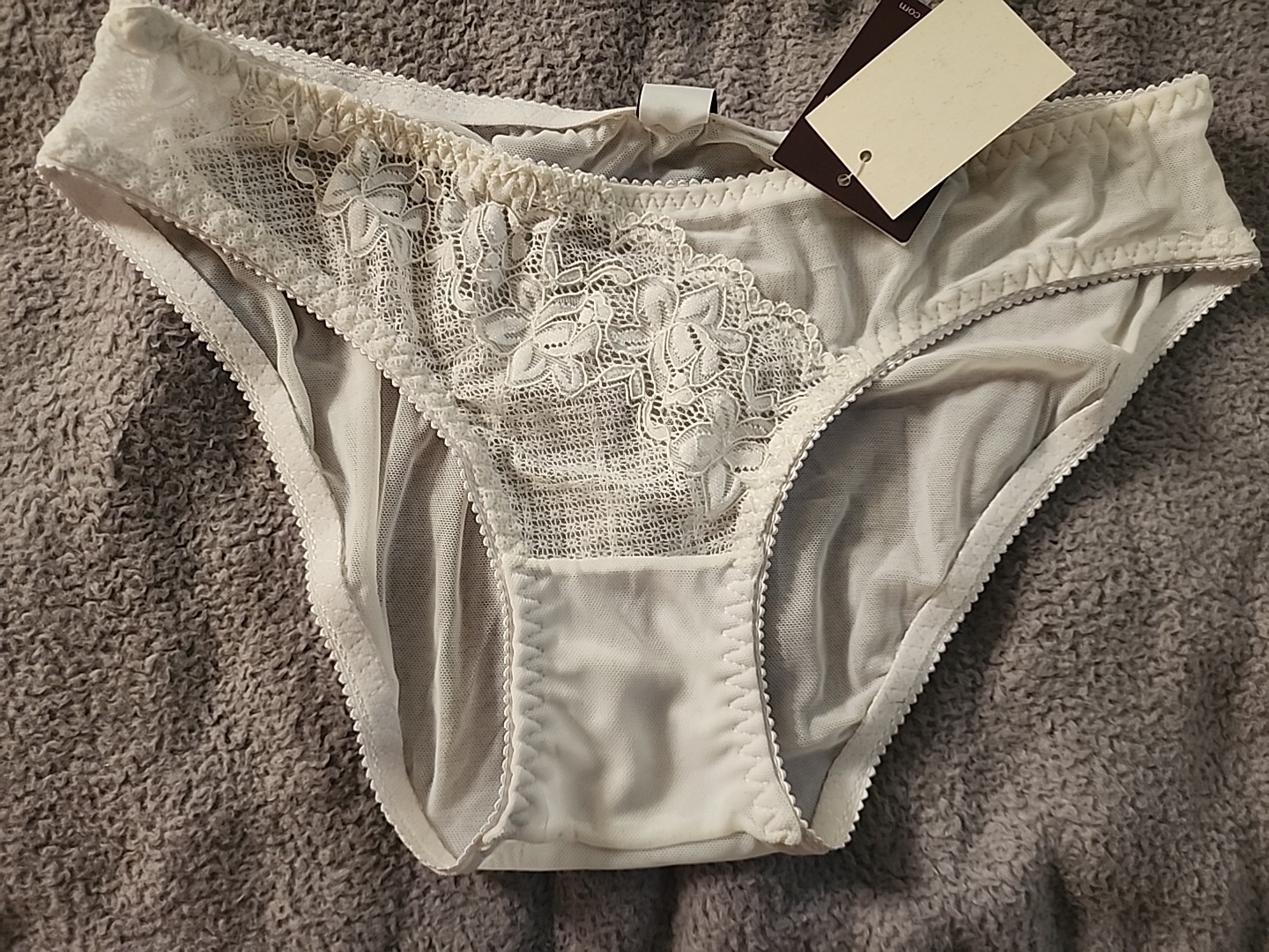 Vtg DONNA LOREN SZ M White Sheer Mesh Lace Bikini 90’s Y2K Retro Pinup Bombshell
