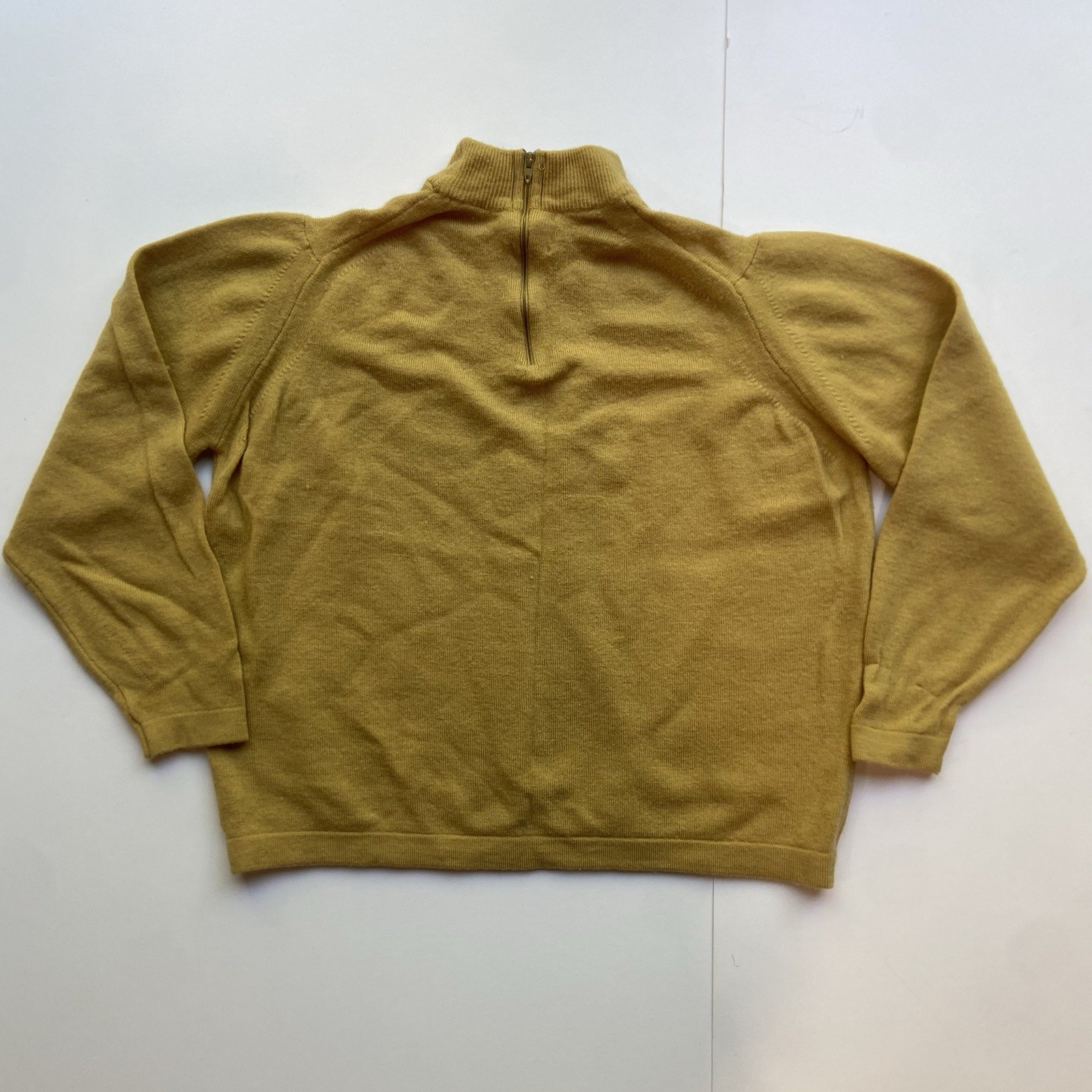 Vintage Pendleton Mustard Yellow Wool Knit Sweater Made in USA 1/4 Zip Size 40