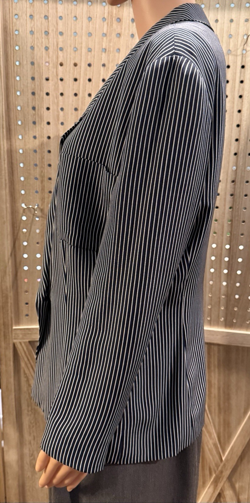 Vintage Giorgio Armani Striped Jacket Blazer Silk Women’s Size 46 US 10