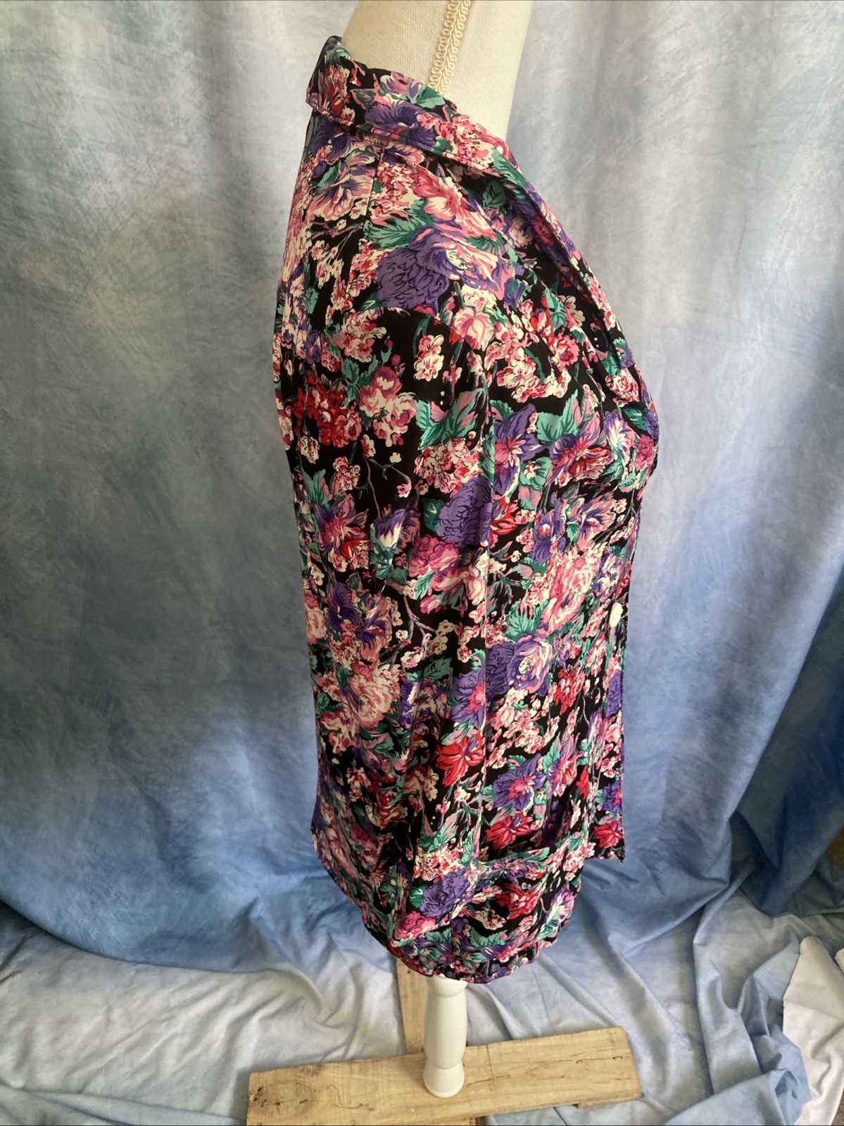 VTG 80s Sag Harbor Floral Blazer Jacket 10 Rayon USA Longline Whimsygoth Avant
