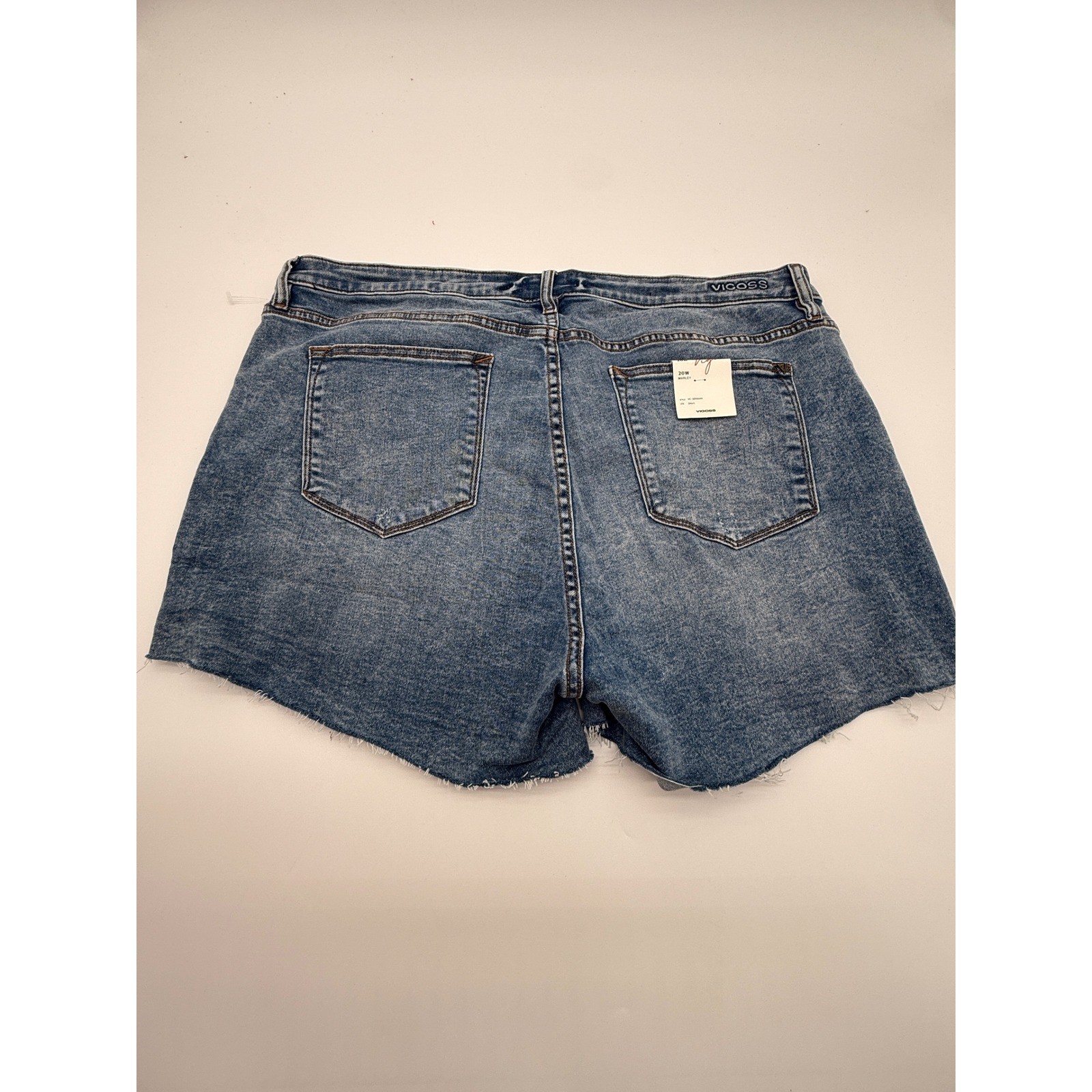 NWT Vigoss Marley Distressed Denim Cutoff Shorts Plus Size 20W Raw Hem Stretch