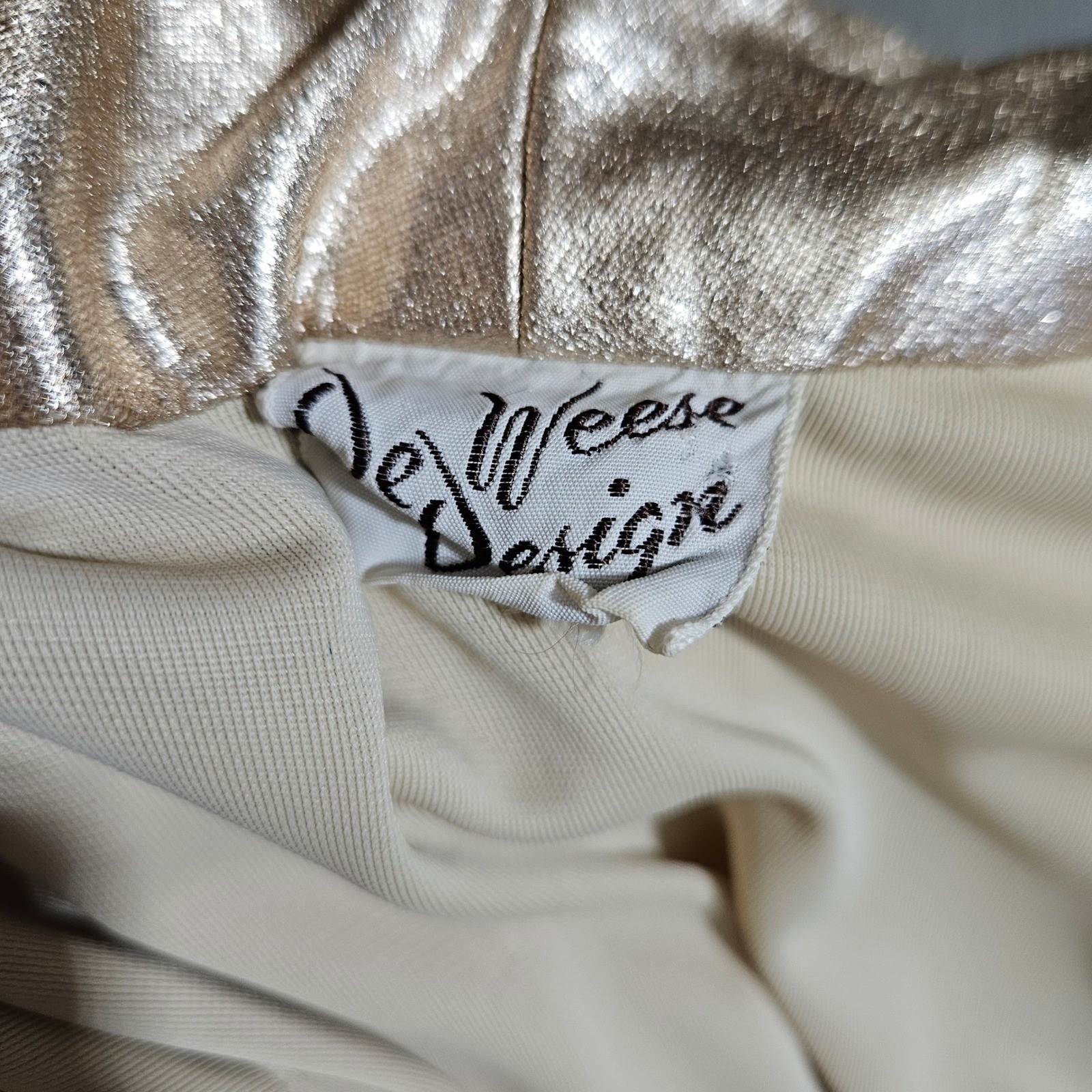 Vintage DeWeese Design Pink Gold Metallic Open Front Swim Jacket 14 36 60s 70s
