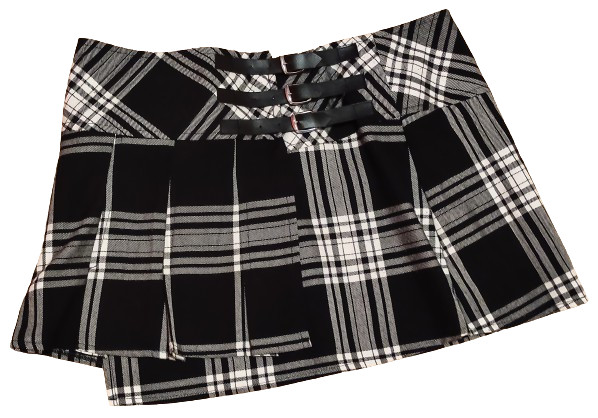 Vintage Clockhouse C&A Plaid Pleated Skirt Black White EU38 US6 S Retro Mini