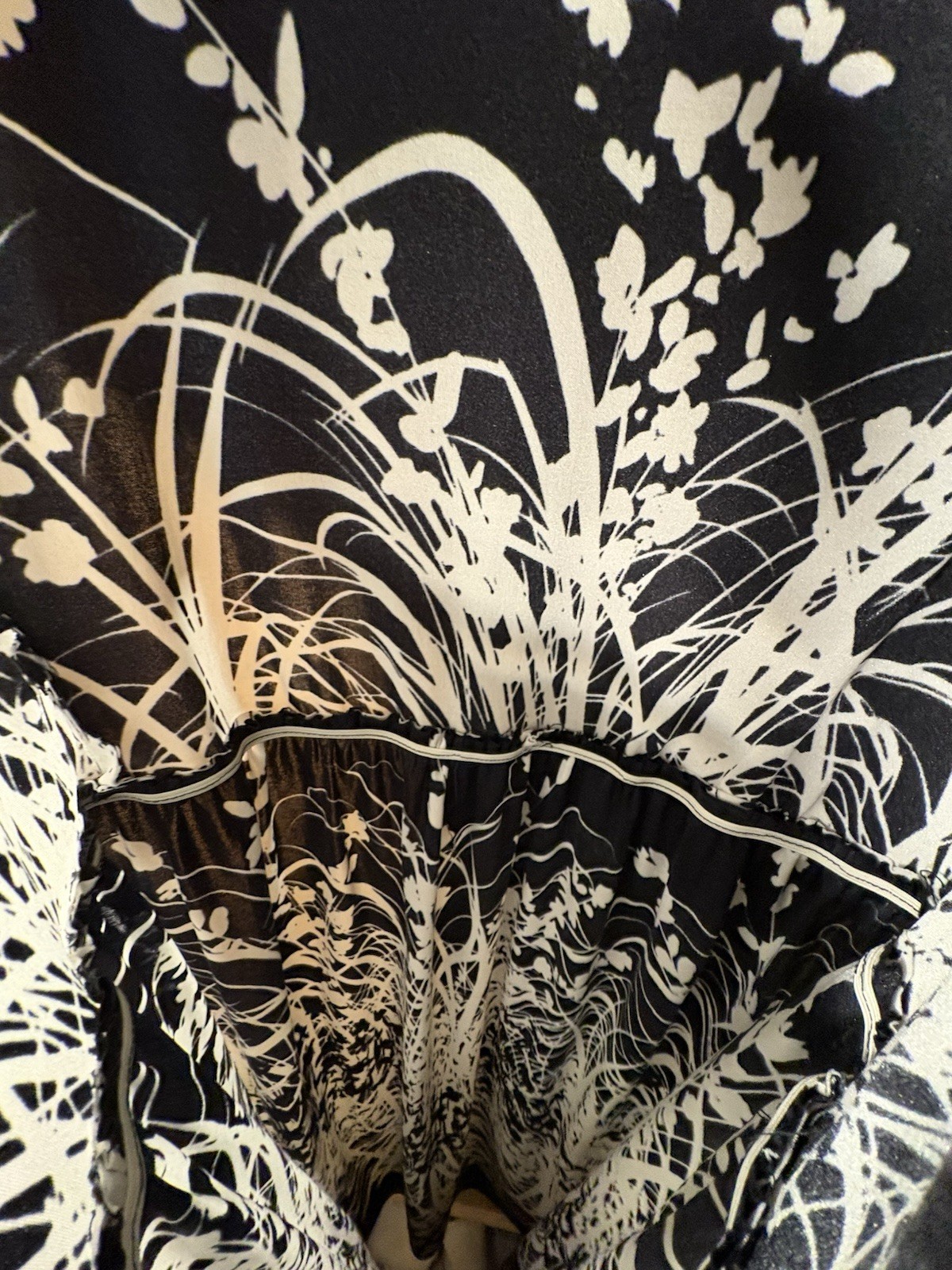 VTG Adele Simpson Black & White Wildflower Dress Women’s Sz SMALL Classic ART