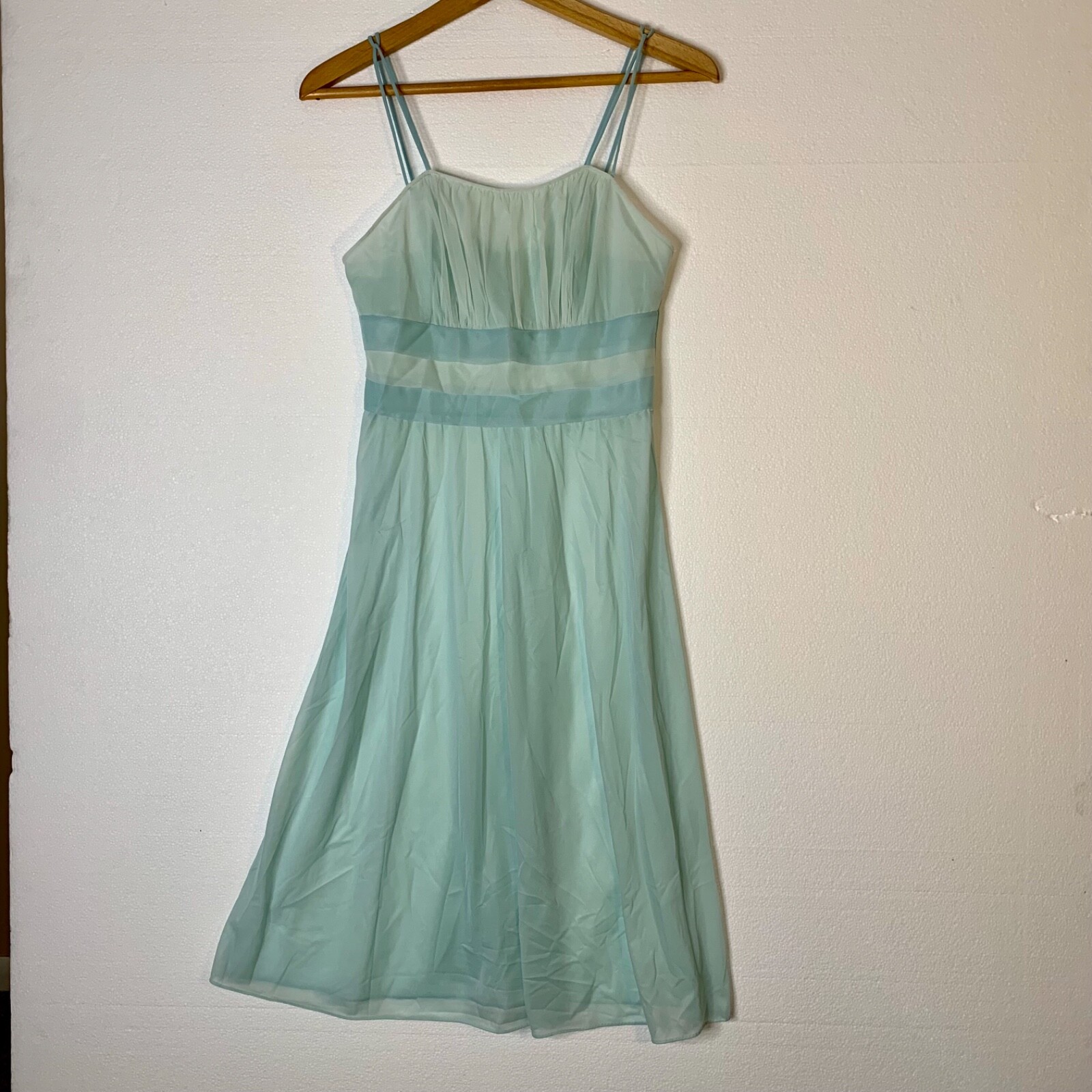 Vanity Fair Vintage 60’s Poly 32 Turquoise Blue Empire Waist Knee Length Gown