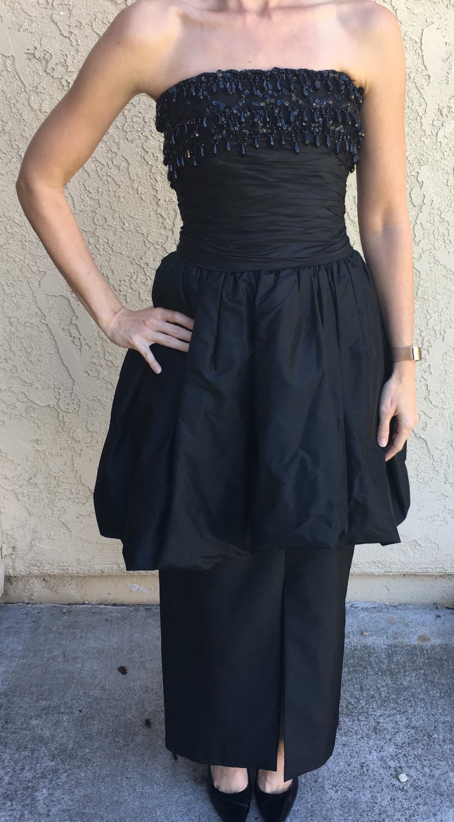 Alfred Bosand demi couture taffeta strapless dress