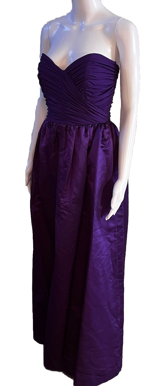VICTOR COSTA Size 4 Silk Satin Royal Purple Strapless Gown Vintage 80’s RARE EUC