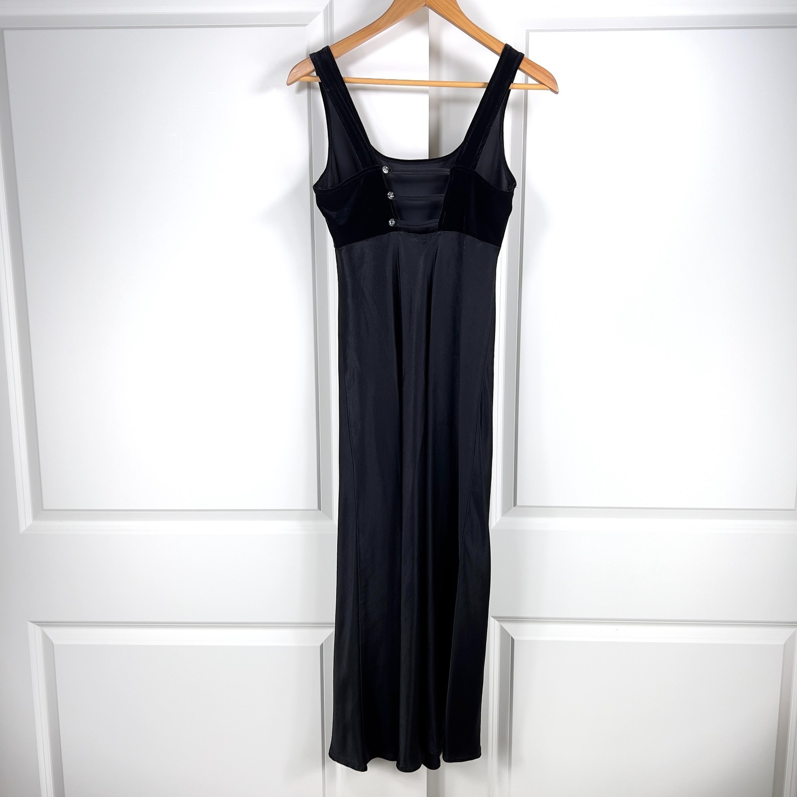 Vintage 90s Steppin’Out Black Velvet Acetate Dress Formal Dress Cocktail Sz 7/8