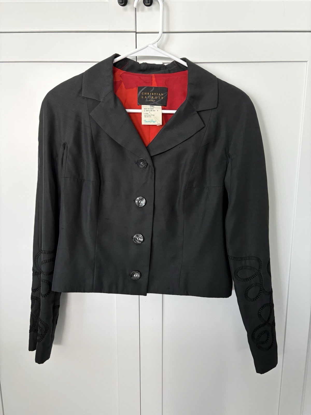 Vintage Christian Lacroix Made In Paris Black Blazer Jacket Women’s 38/6 US