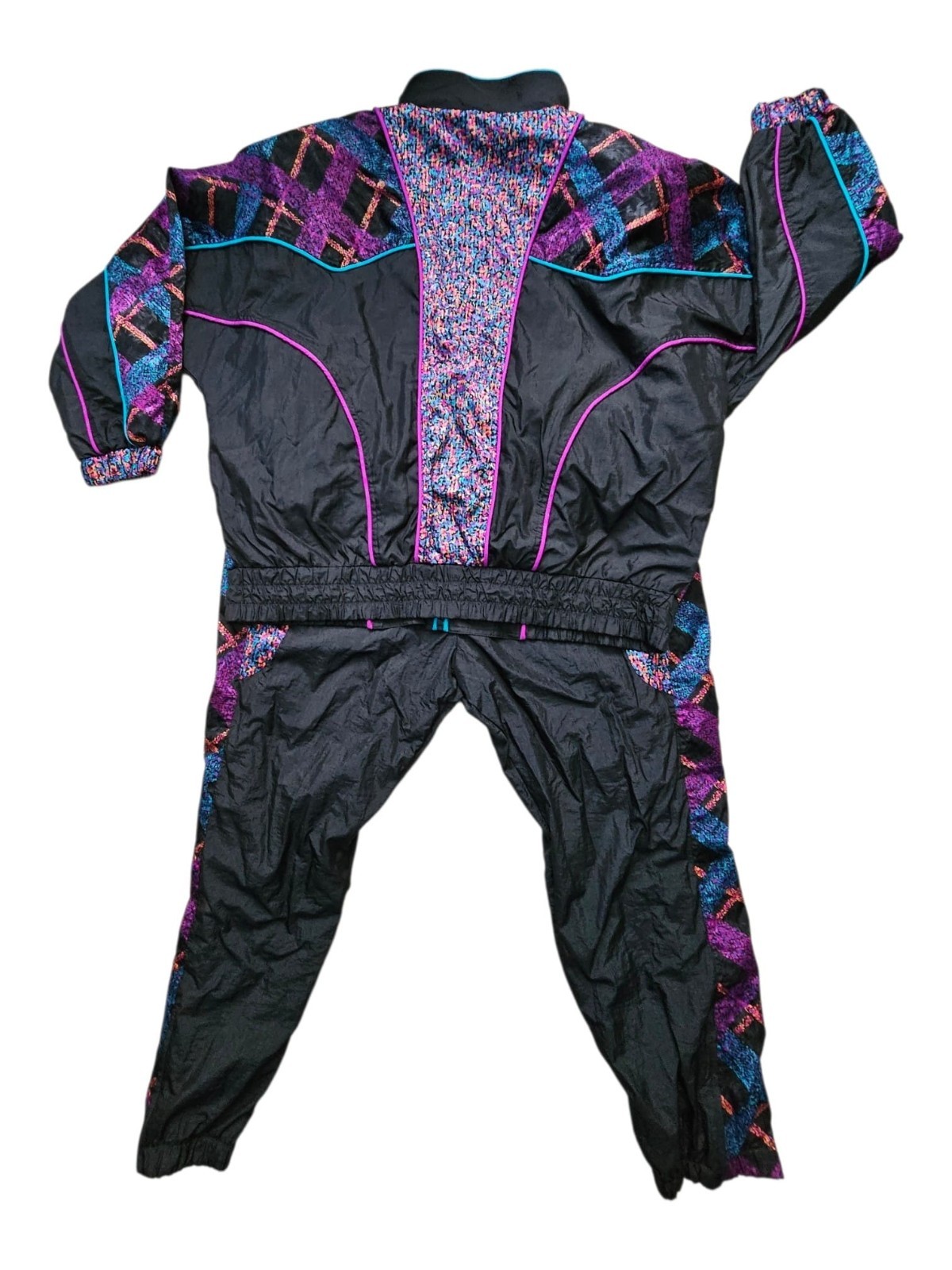 1980s – 1990s East West multi-color nylon windbreaker tracksuit set . size 2X
