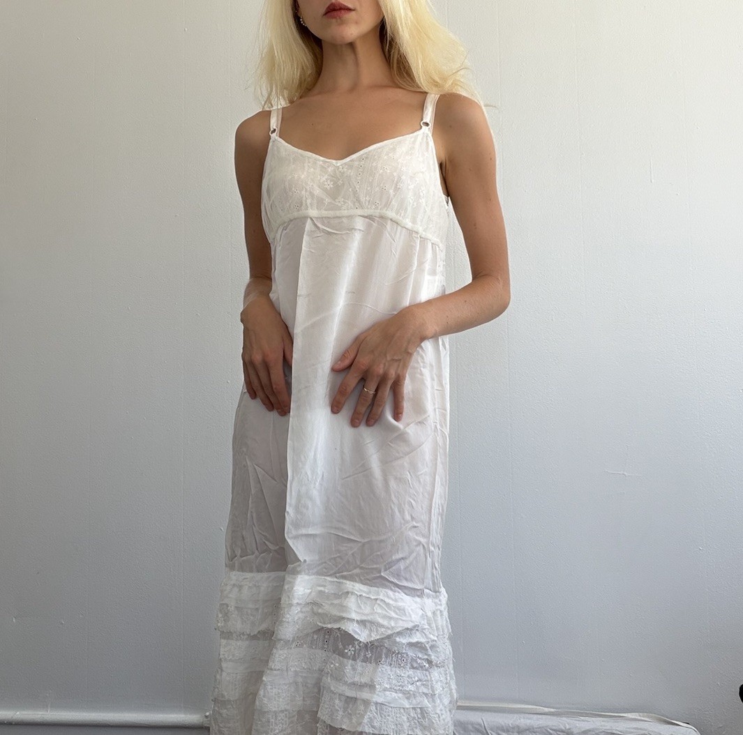 tricot COMME des GARCONS White Lace Trim Slip Dress, Size M Regular