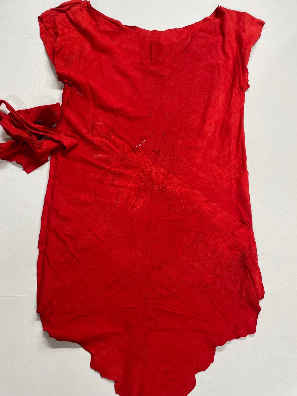 Suede Leather Tunic Top or Dress Red belt Amazing Vintage