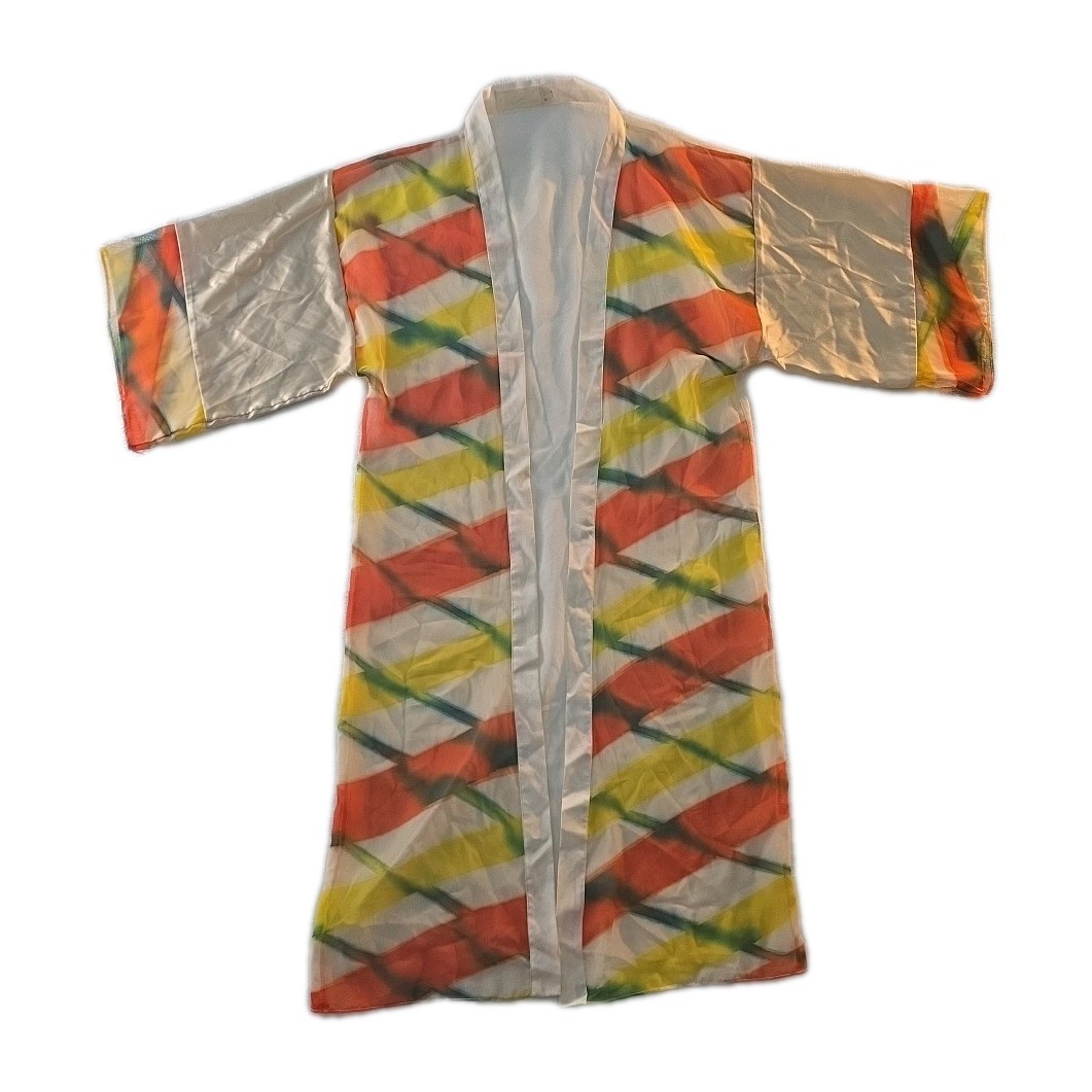 Vintage Orange Yellow & Green Chai Sheer Cover-Up – Size M