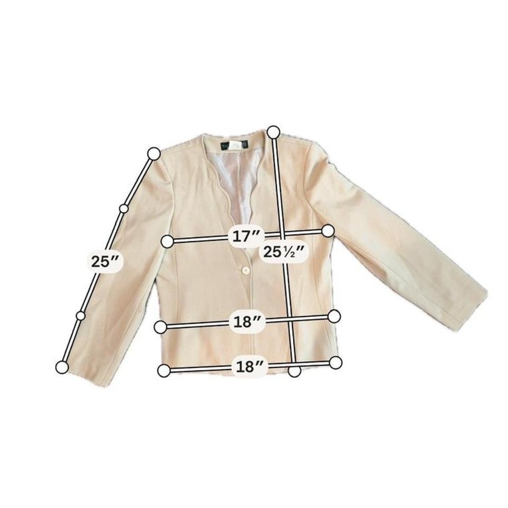 Vintage Harvé Benard Tan Single Button Blazer Scallop Neckline Size 10