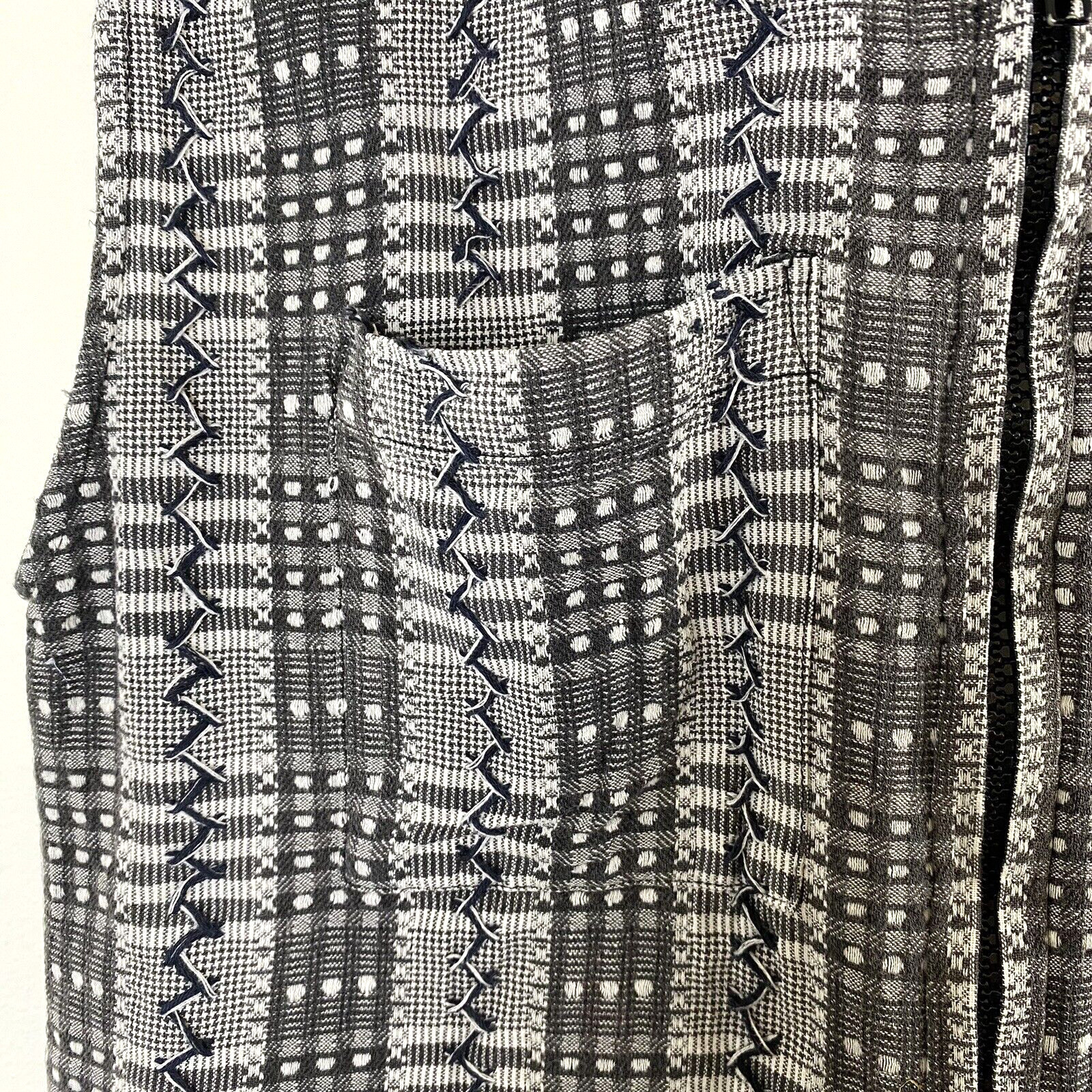 Vintage Christopher & Banks Womens Top & Shorts Set Large Mixed Plaid Check Gray