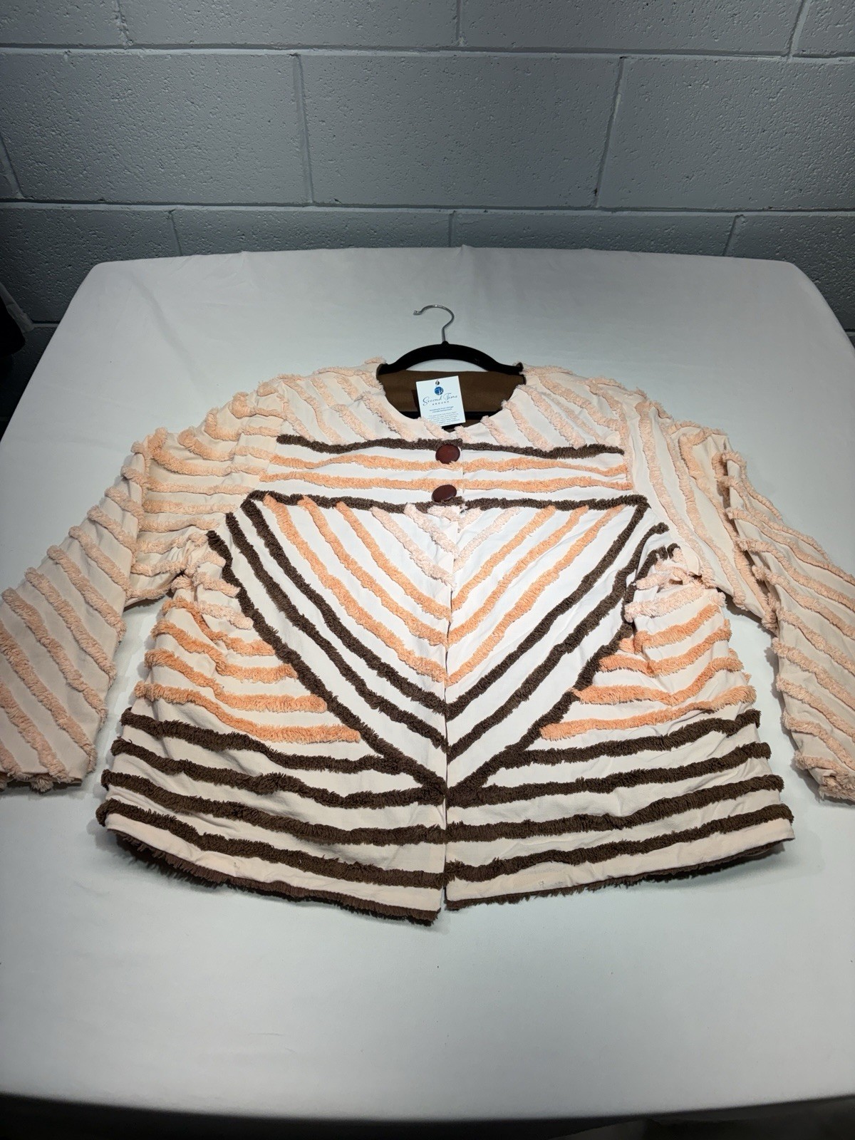 Vintage Chenille Jacket Handmade Striped Boho Cottagecore