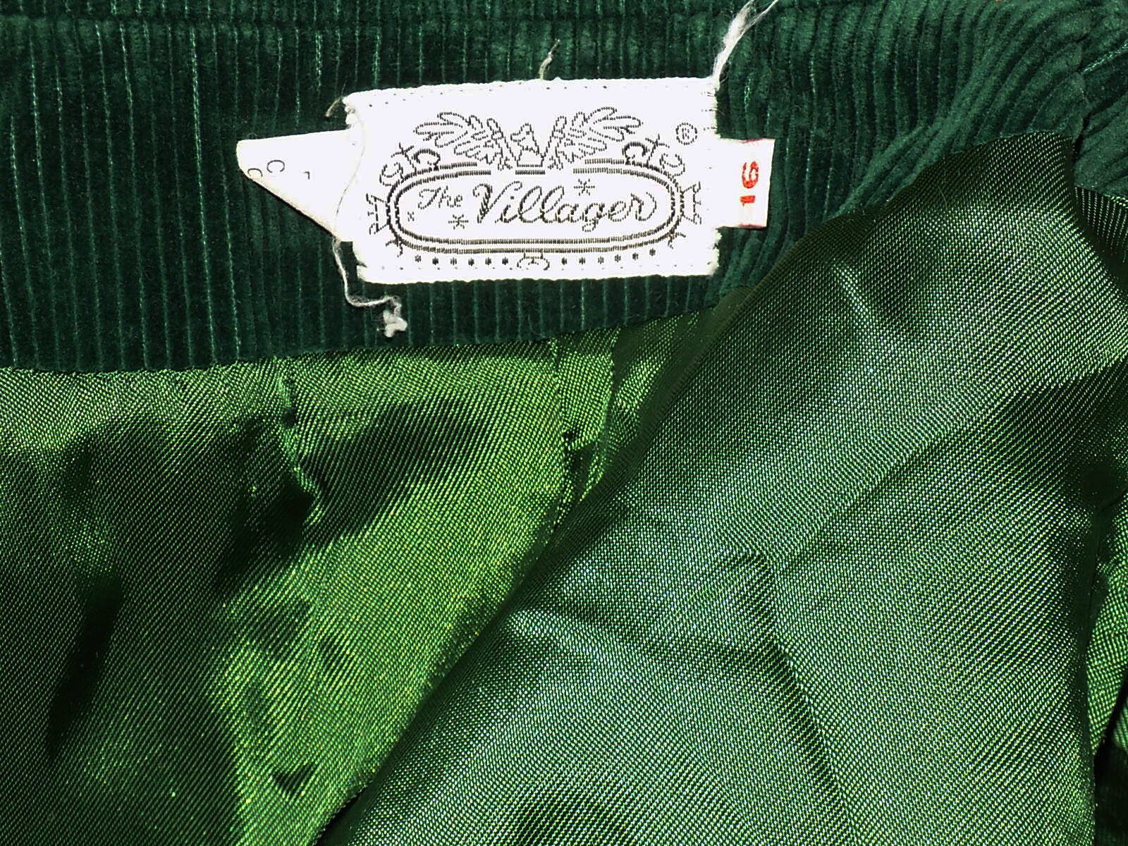 Vintage Green Corduroy Villager Jacket Suede Elbow Patches B38 Wool Buttons 16