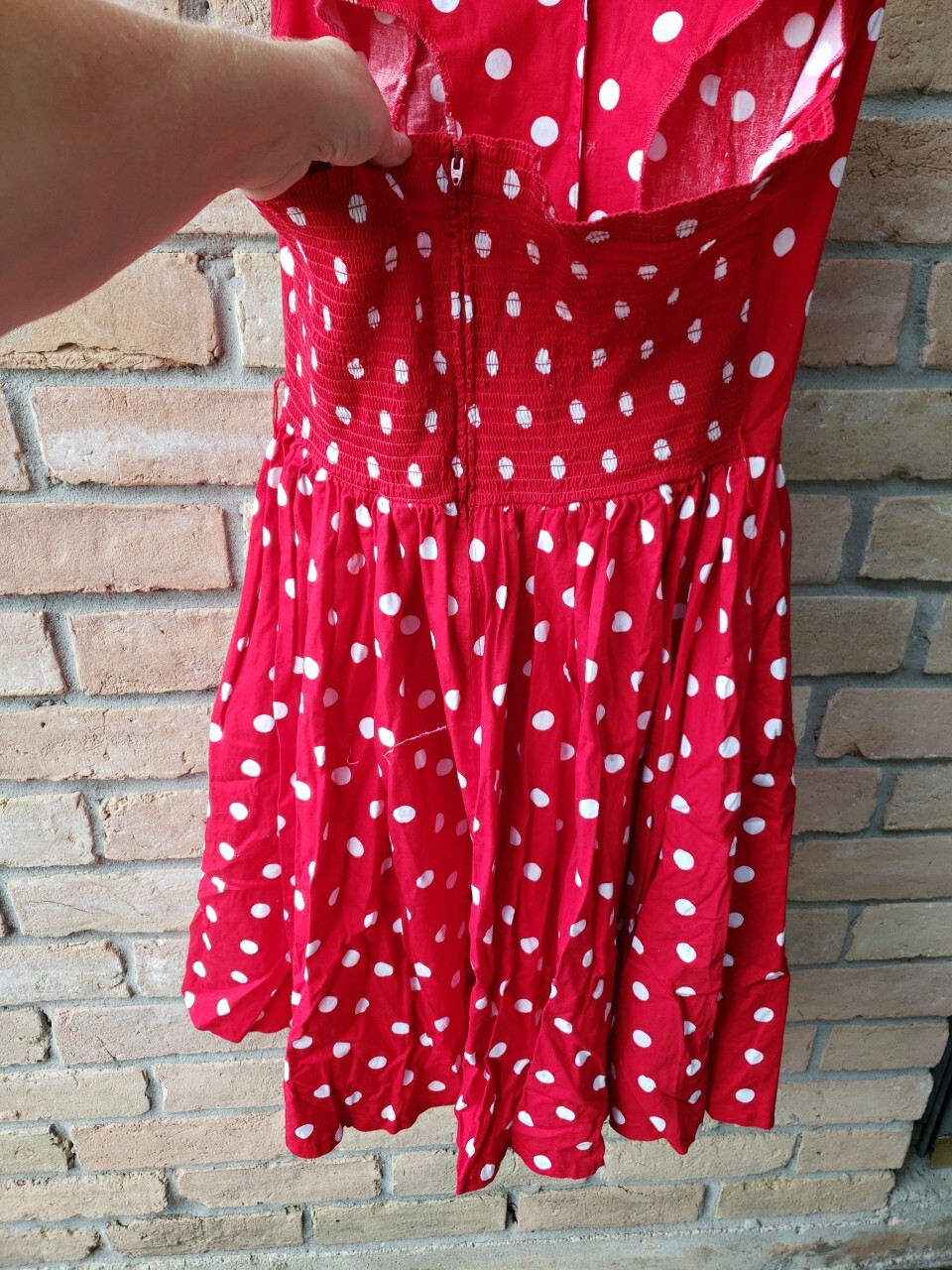 VTG 80s/50s Robbie Bee Red Polka Dot Halter Dress Sz 12 Halloween Pinup Costume