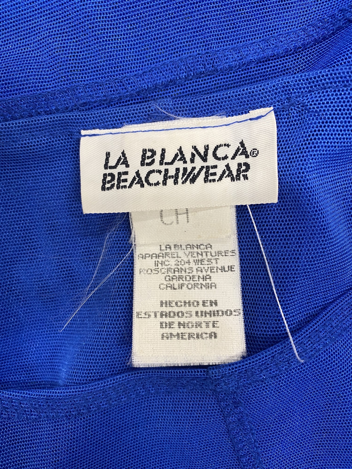 Vtg Vintage 1990s 90s La Blanca Mesh Coverup Sheer Cobalt Patchwork Maxi Dress
