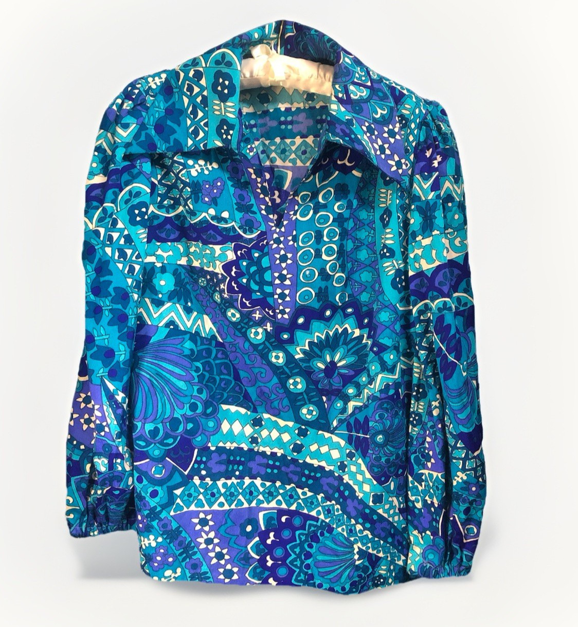 Vintage Shirt Groovy L Hippy Boho Festival Burningman Blue Handmade GoGo Disco