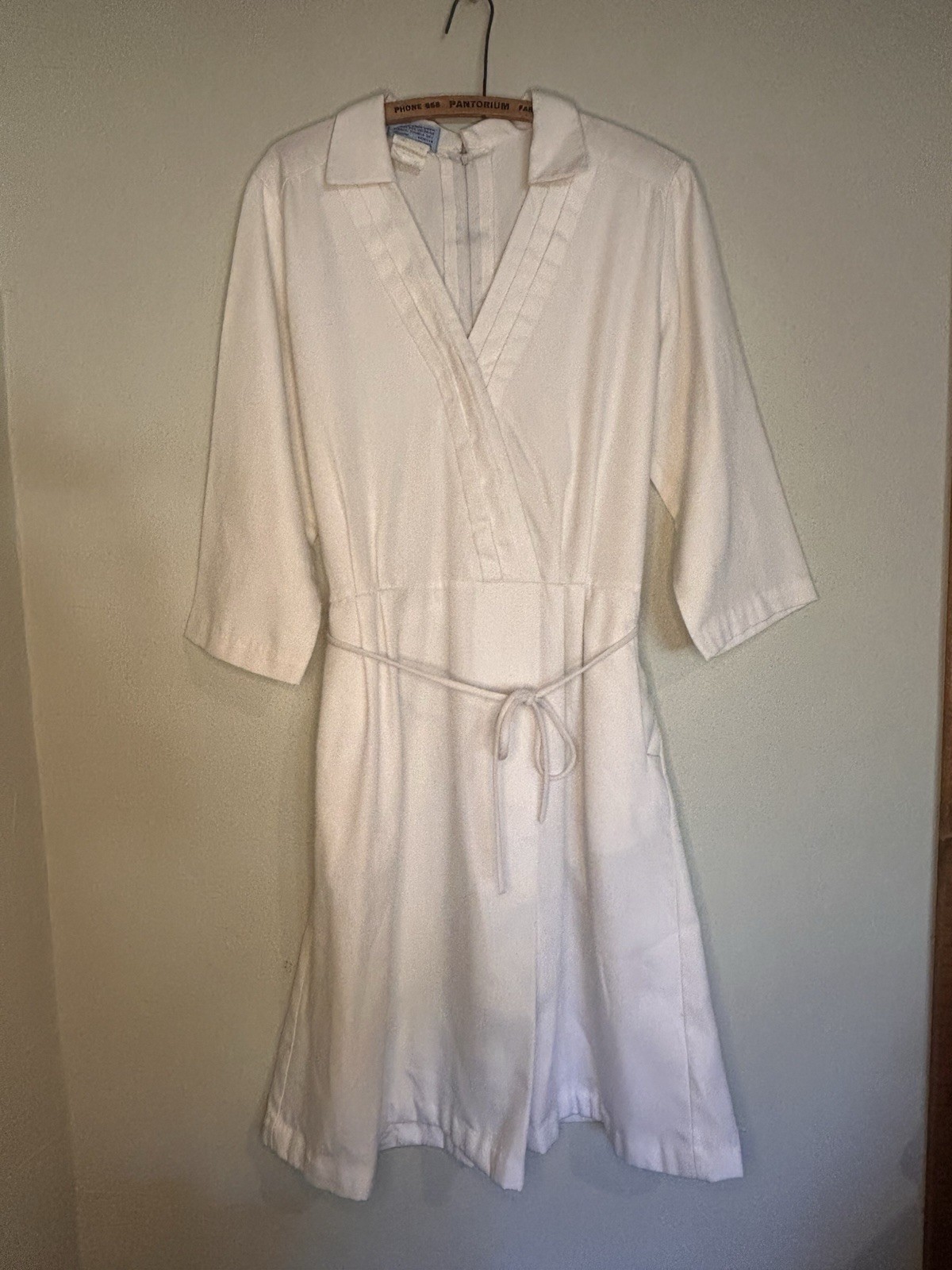 Vintage 60’s 70’s White Swan Nurses Uniform Faux Wrap Dress Dress Medium