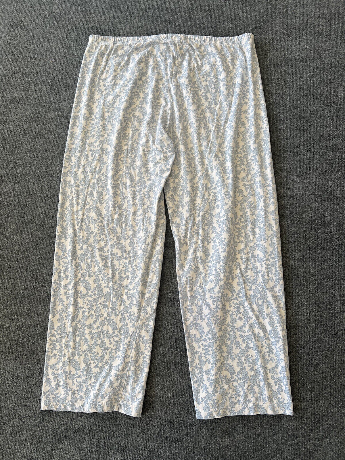 Vanity Fair Womens VTG Sleep Pants Blue Floral Drawstring Elastic Waist Cottage