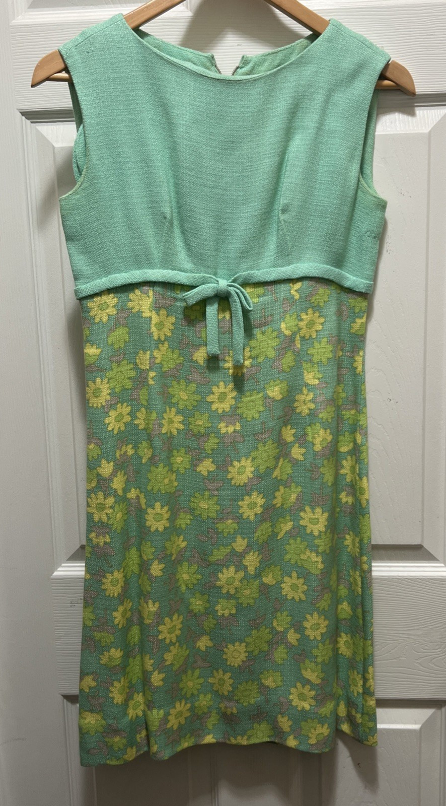 Vintage 60’s 2 Pc Set Floral Button Jacket & Sheath Dress Green Yellow Lilac