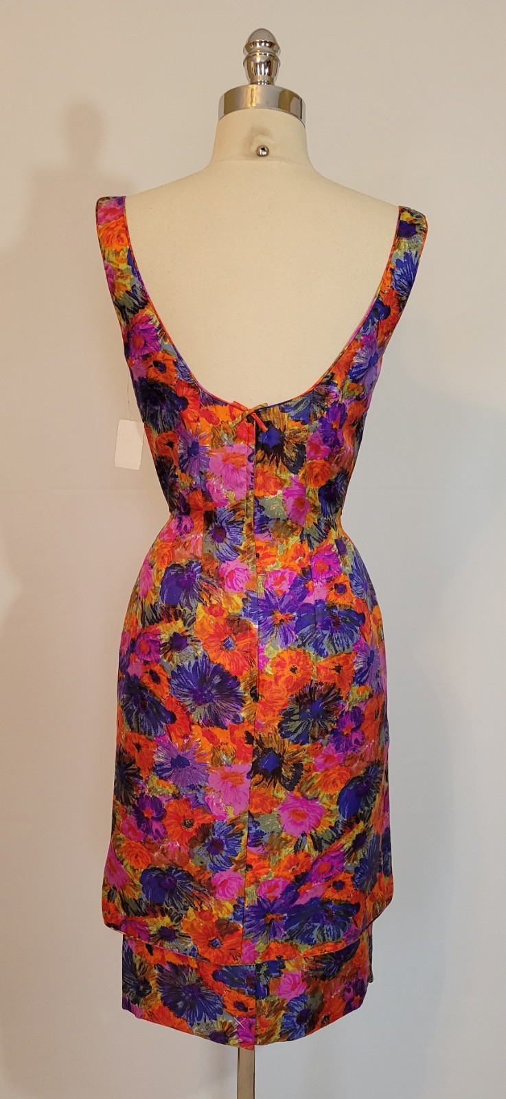 Deadstock NOS 1960s MR. BLACKWELL Design Silk Floral Wiggle Dress S Small