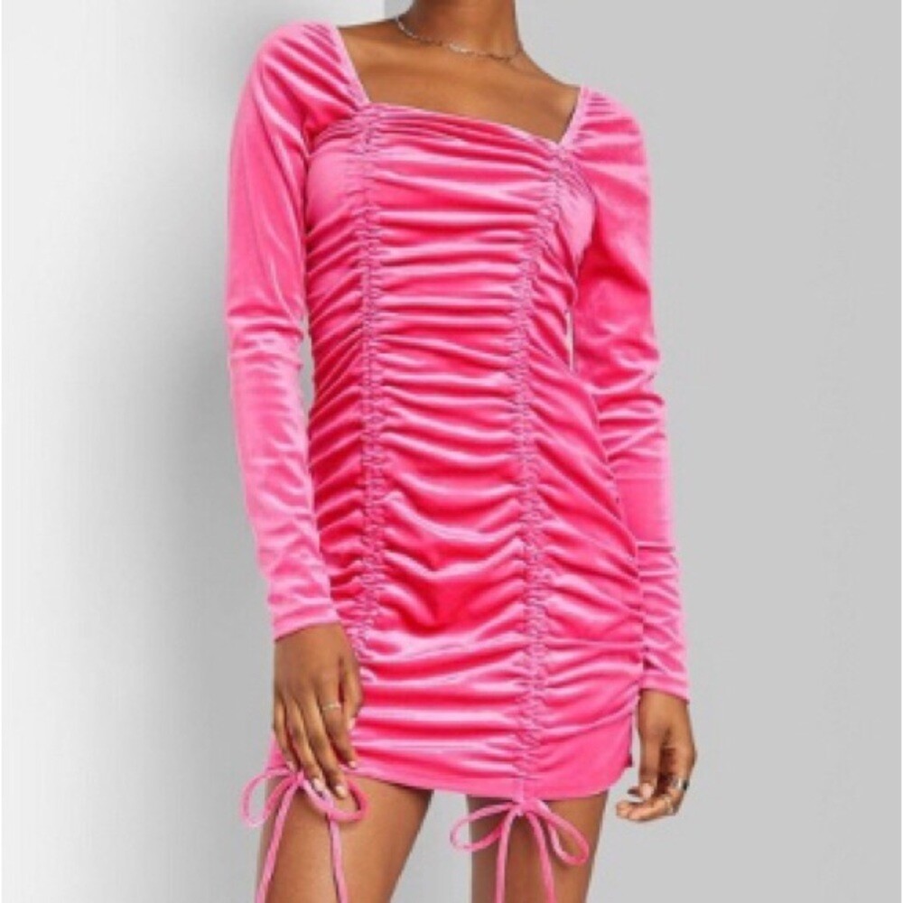 – Bodycon Dress Long Sleeve Velvet Ruched Women’s Wild Fable. Y2K