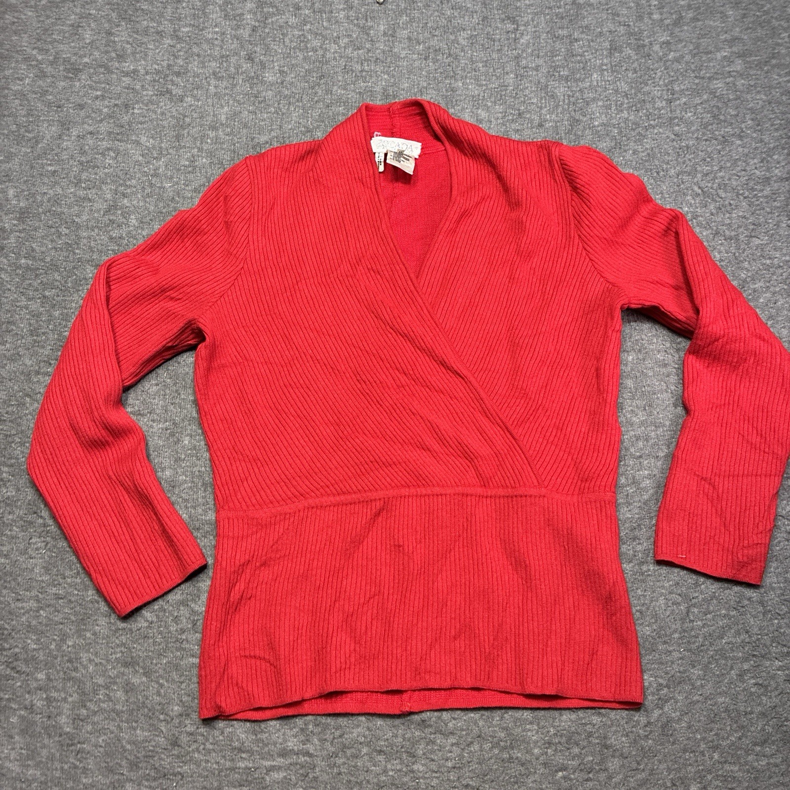 Vintage ESCADA Sweater Women Size 44 Red Margaretha Ley Cashmere Wool Silk 80s