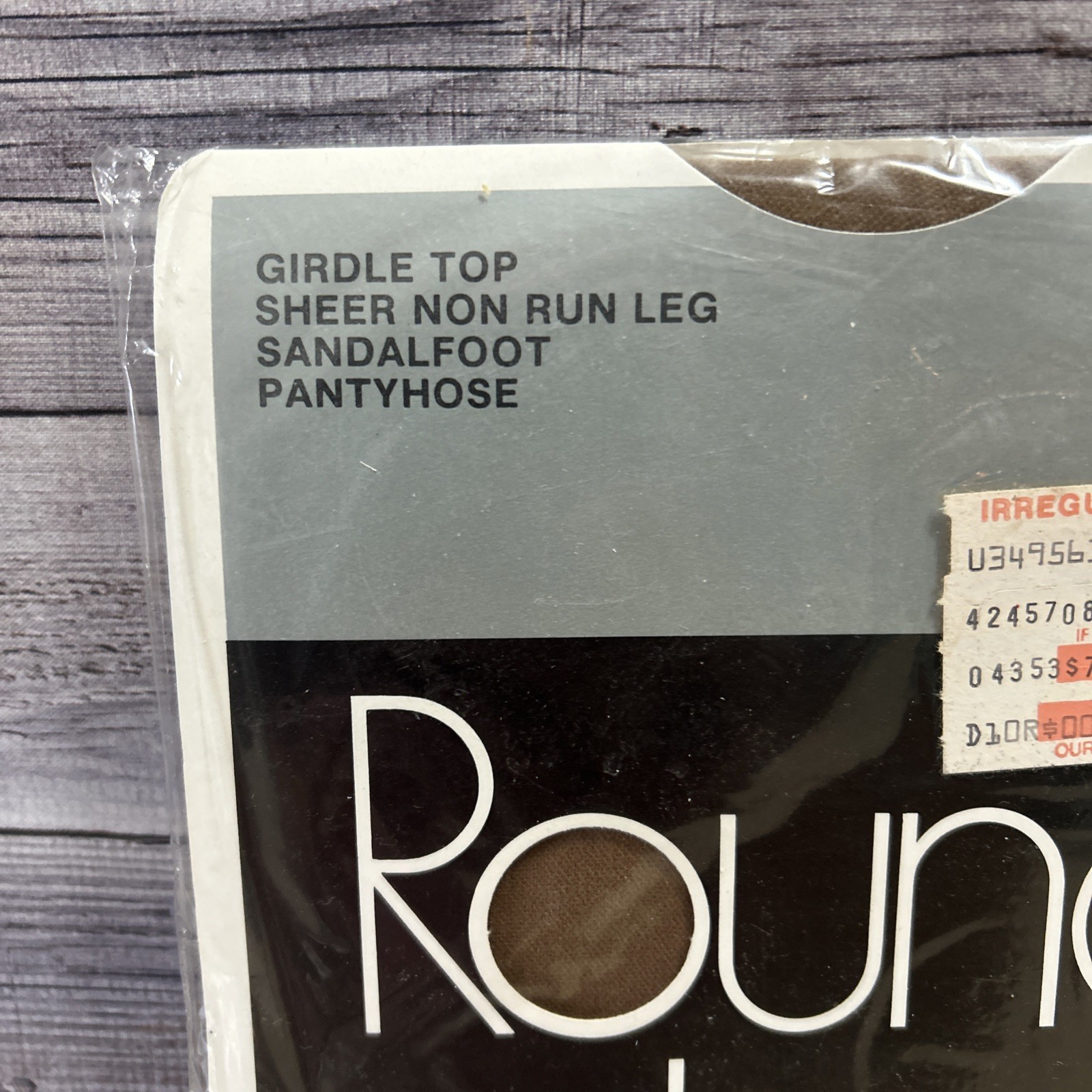 VTG 80s Round the Clock Pantyhose Size B Girdle Top Sandal Toe Run Resist Beige