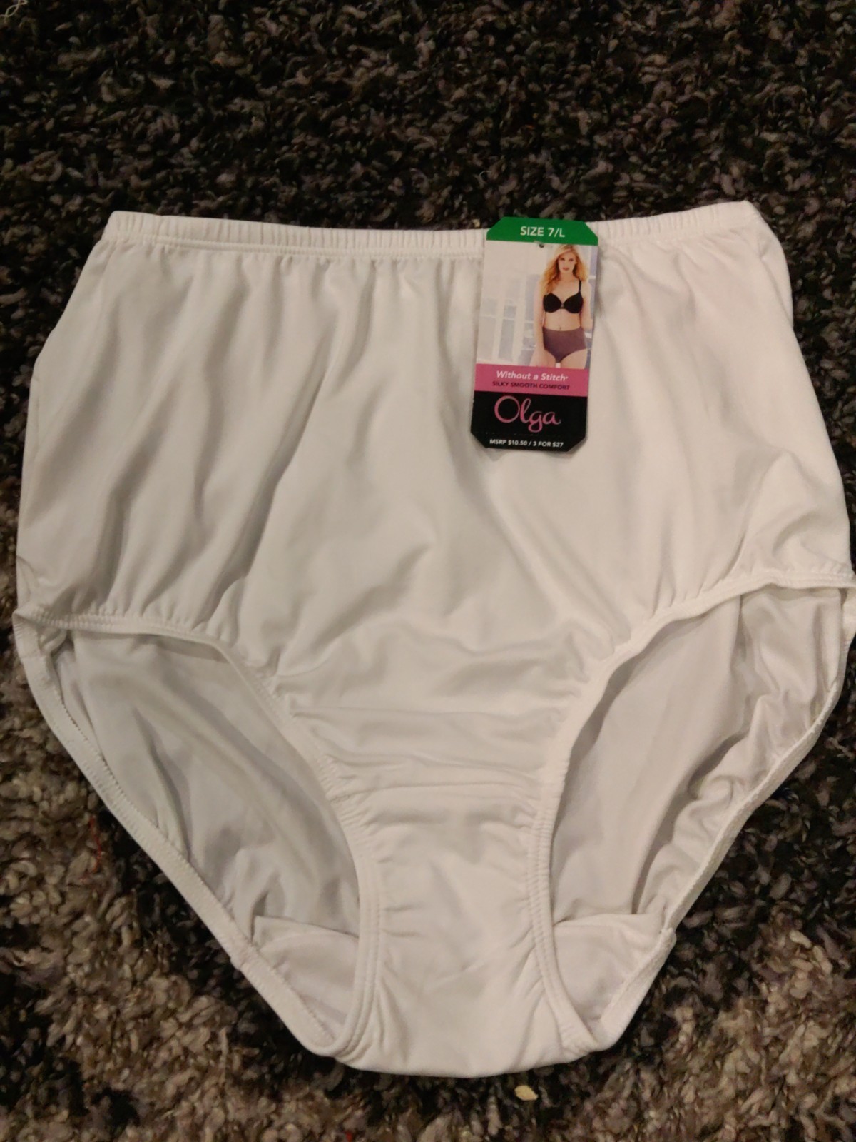 OLGA 7/L Without a Stitch White Silky Brief Panties RN36543 1 Pair