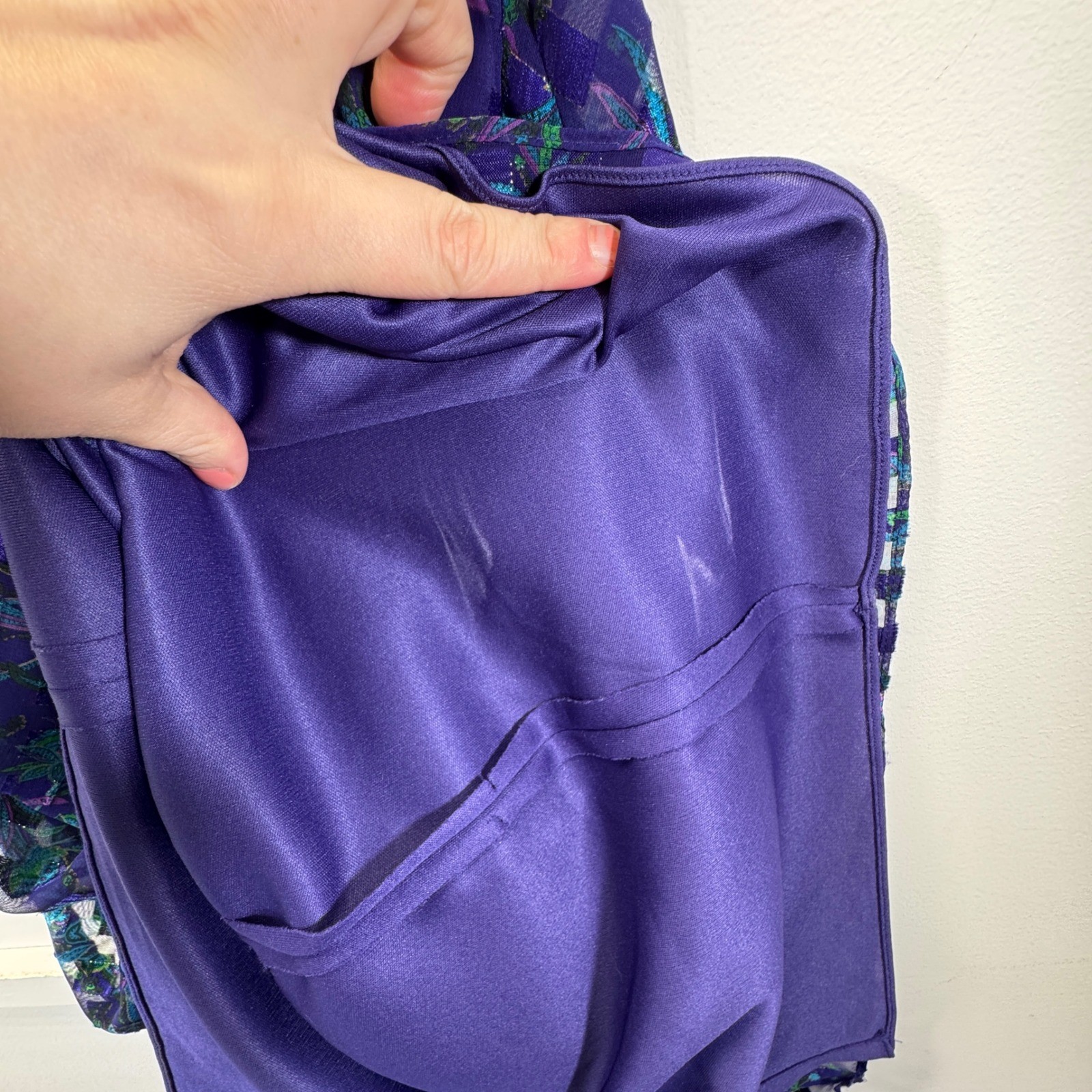Vintage Patra Petites Sheath Dress Size 16 Purple Floral Sequin Retro 1980s Tank