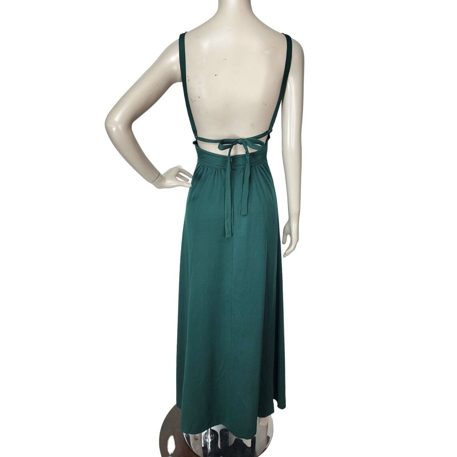 Vintage 70s Strappy Backless Lace Bust Sexy Hostess Prom Party Maxi Dress