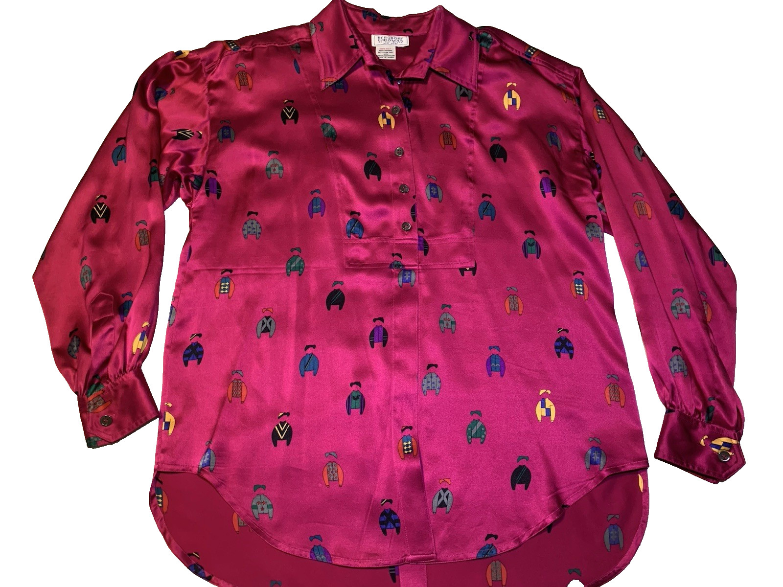 Vtg Bergdorf Goodman Burgundy Shirt Silk Top Large?? On The Plaza Silhouettes