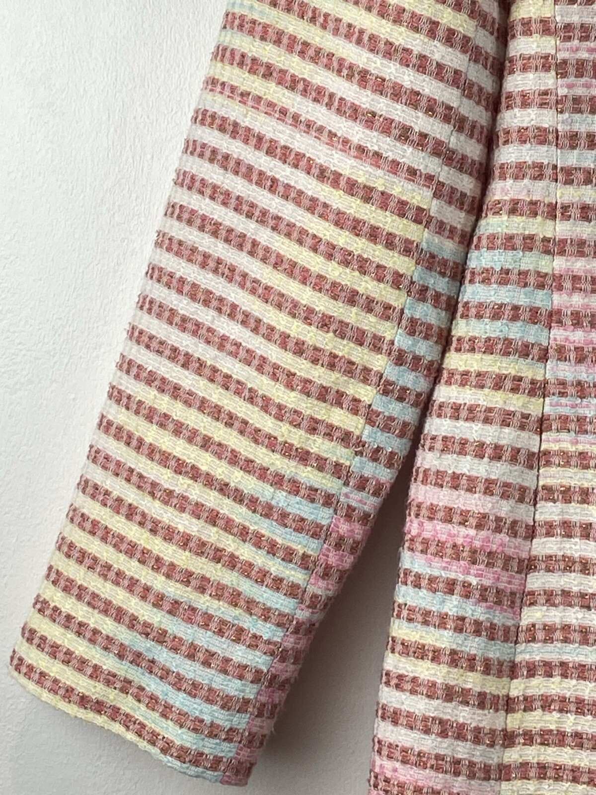 Vintage Y2K D Studio Womens Multicolor Stripe Tweed Coat Jacket Size 10 XS/S