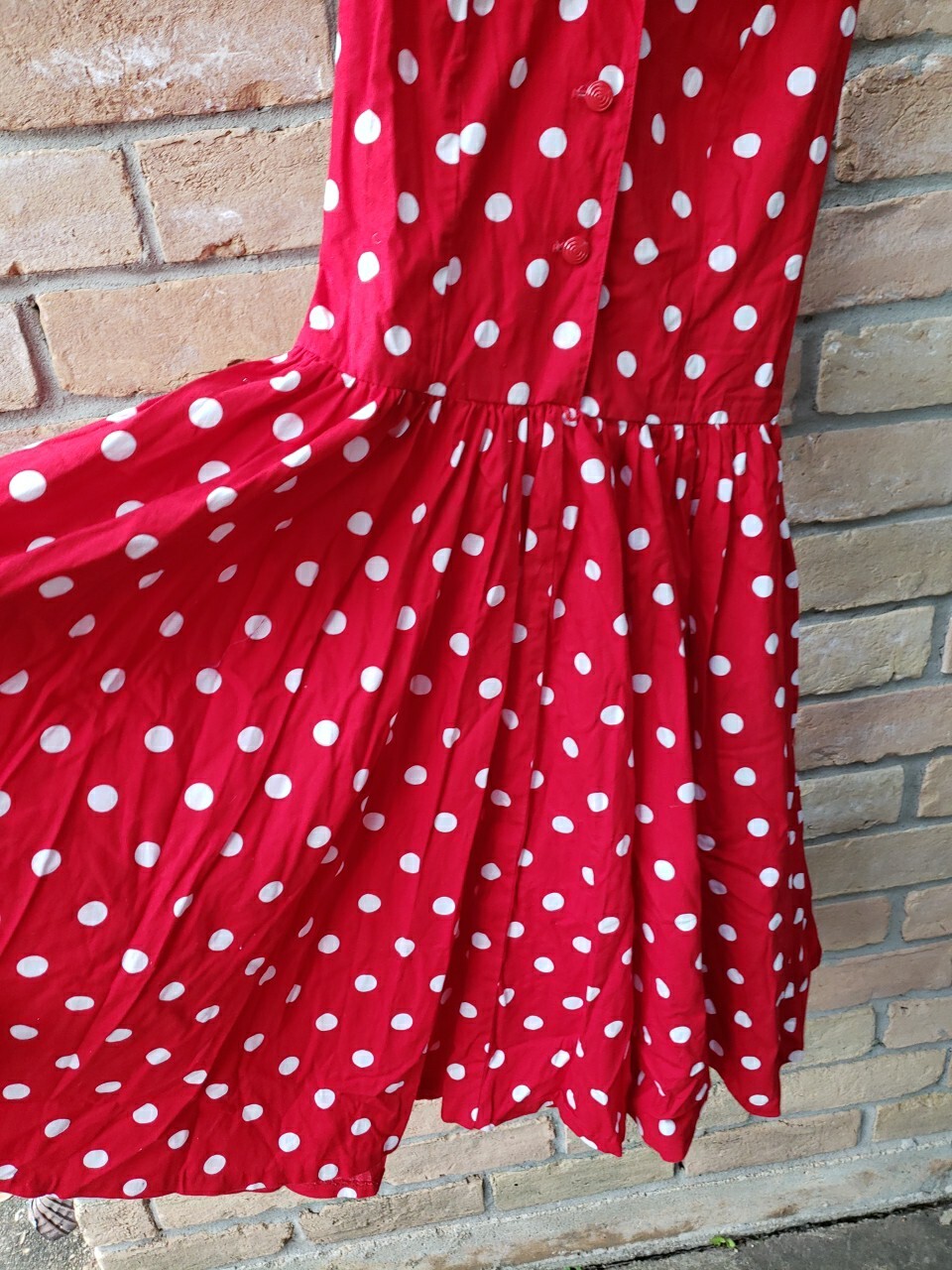 VTG 80s/50s Robbie Bee Red Polka Dot Halter Dress Sz 12 Halloween Pinup Costume