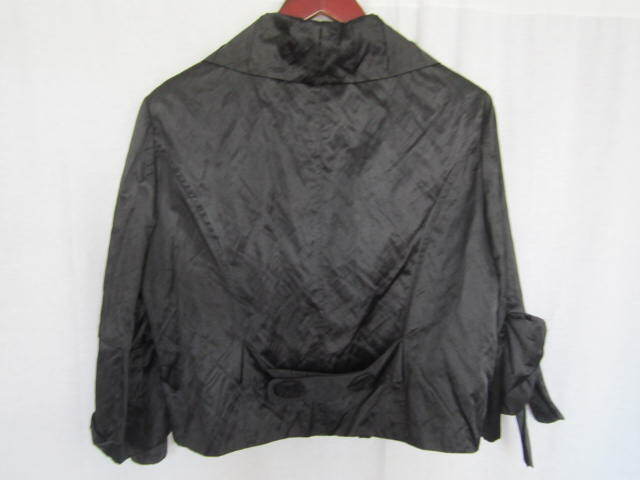 Vintage V Cristina Womens Jacket Large Black 3/4 Sleeves Polyester & Cotton