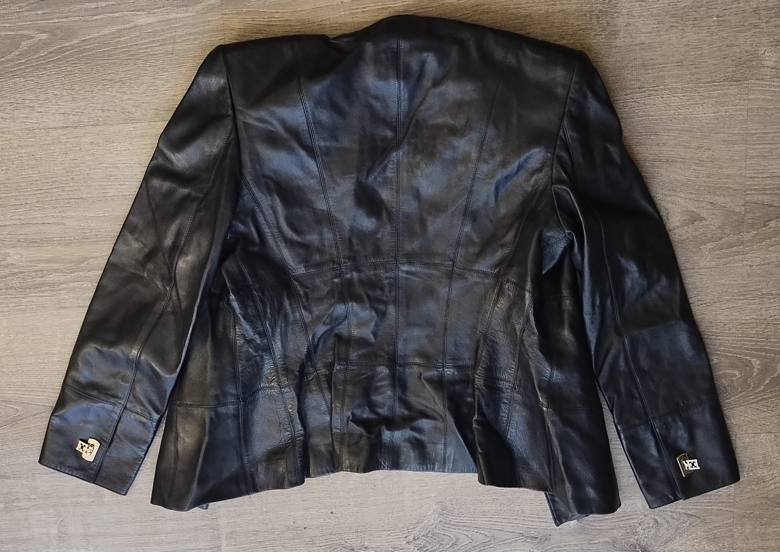 Vintage ESCADA Margaretha Ley Women’s SOFT Black Leather Silk Jacket 38 Spain