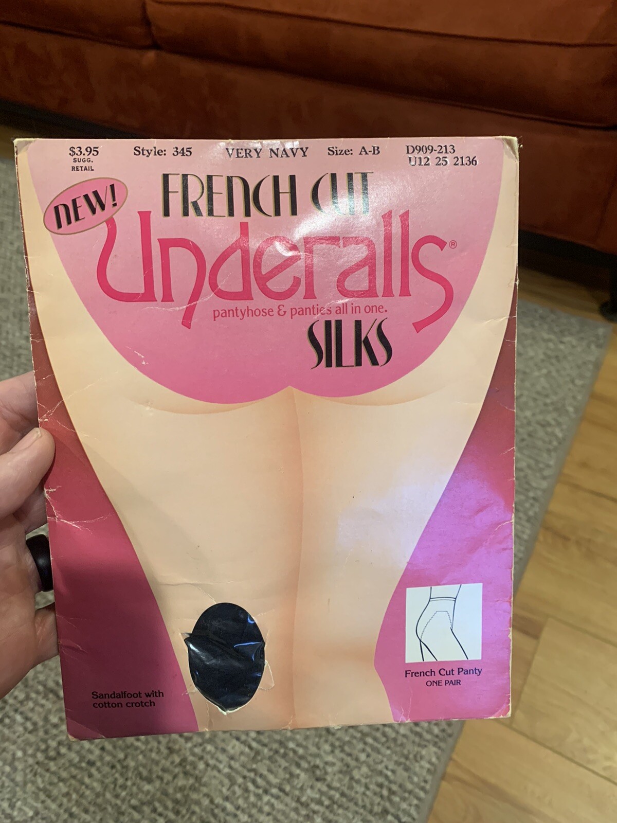 Vtg Hanes Underalls Pantyhose & Panties In One Size A-B Silks Navy NOS Fetish