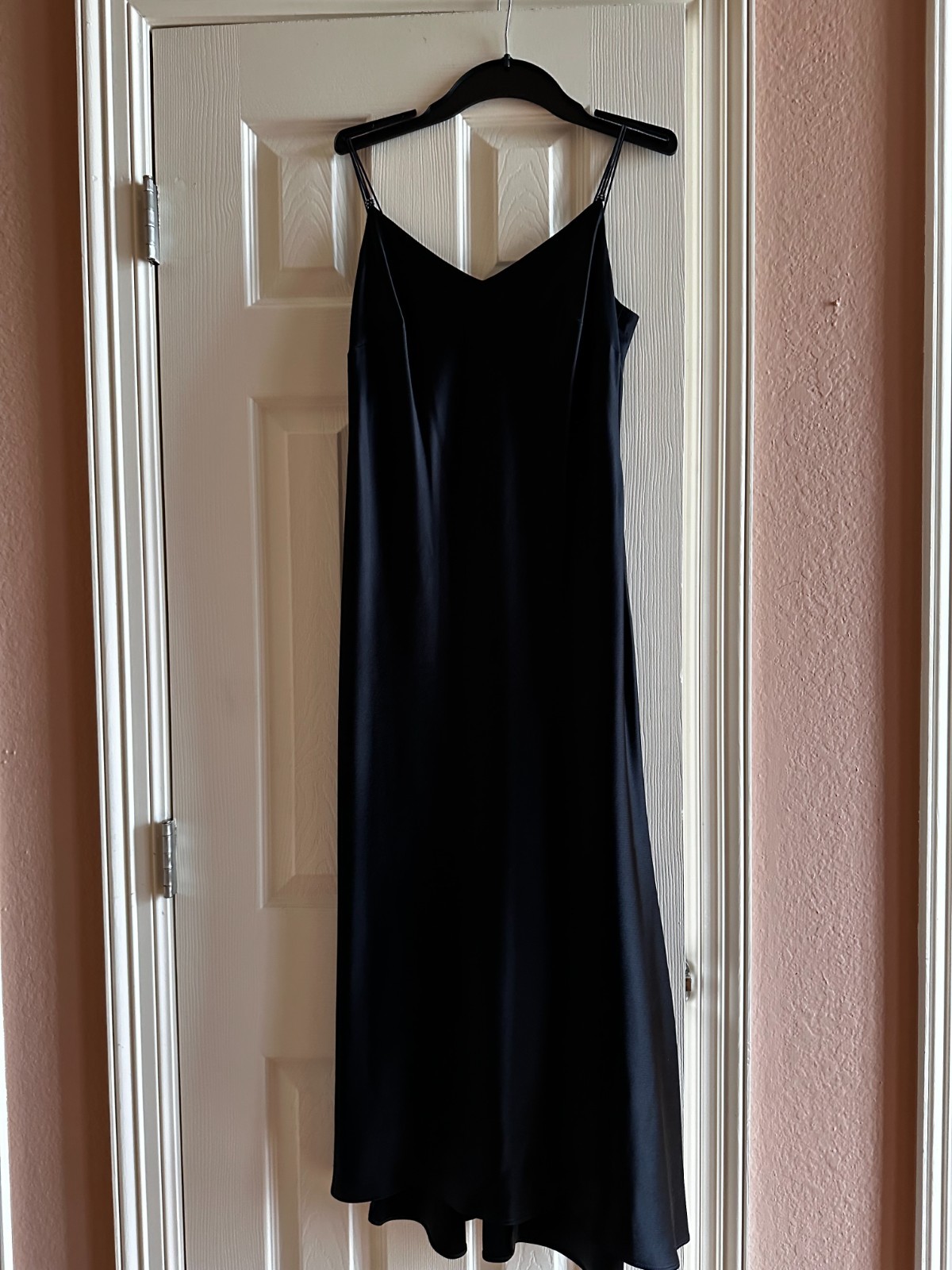 Vintage 1990s Evan-Picone Petite Black Satin Slip Dress Size 4P
