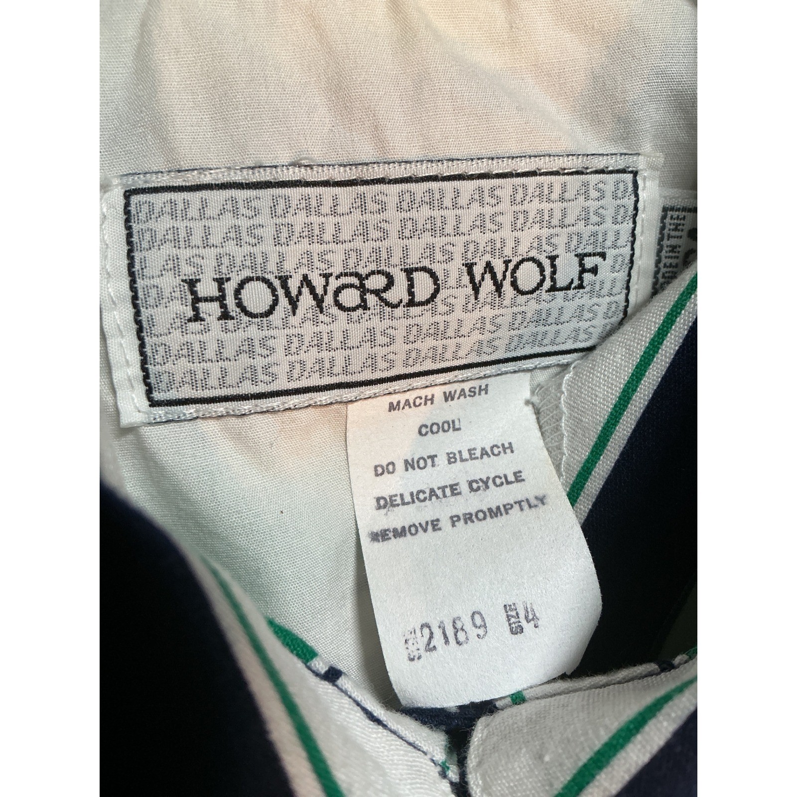 Vintage Howard Wolf Dallas Striped Shirt and Navy Pants Set Womens Size 4 USA