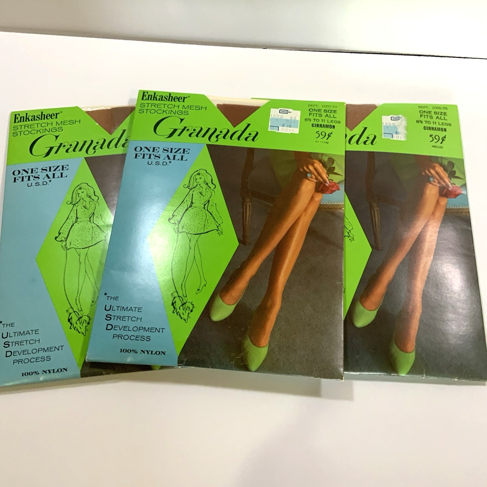 Vintage Enkasheer Stockings Stretch Mesh 8 1/2 to 11 in Nylon Knee Length #73